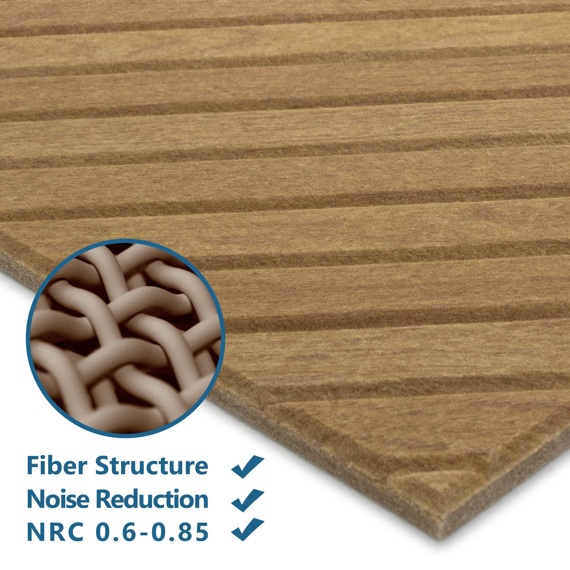 Diagonal Slat Natural Oak PET Acoustic Felt Tile