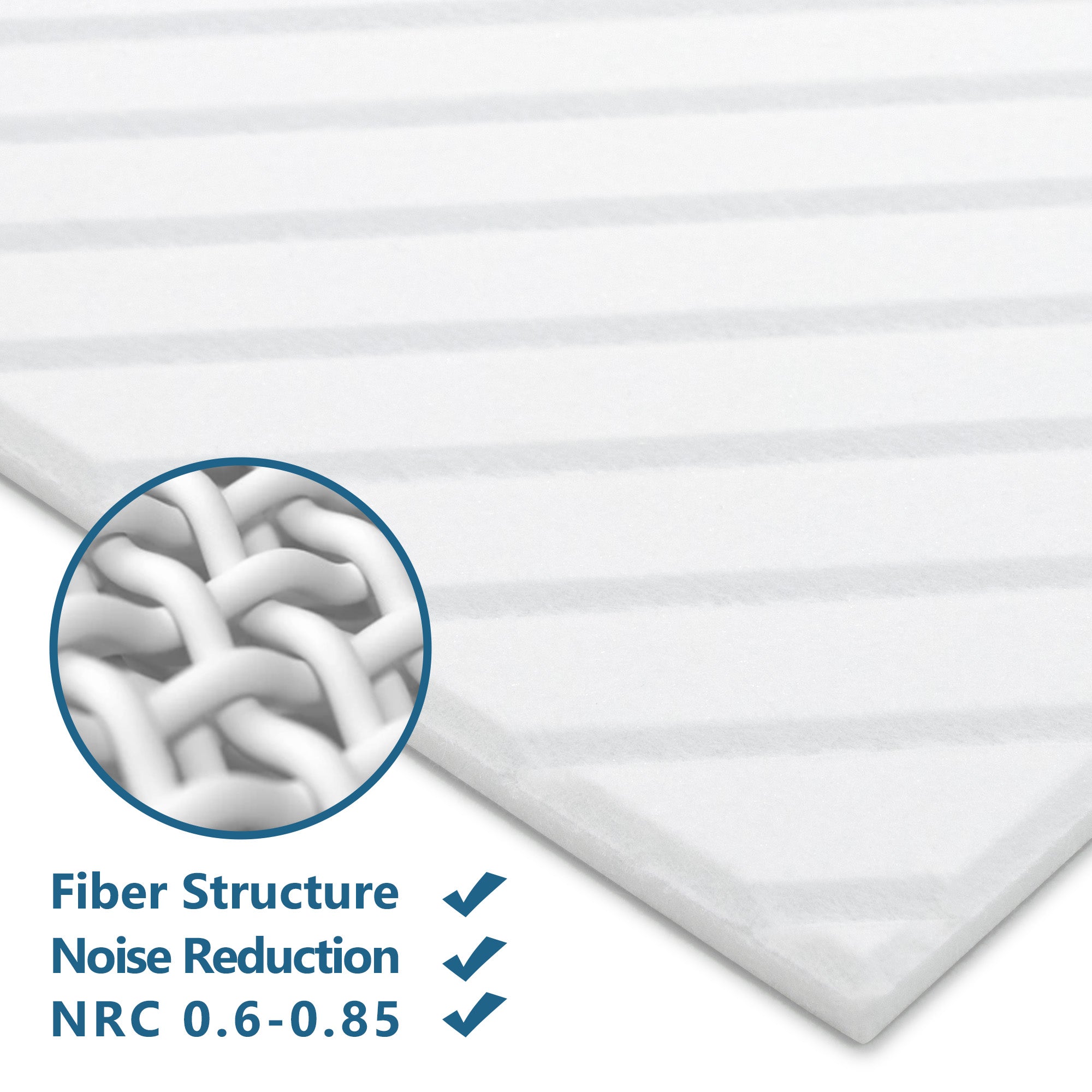 Diagonal Slat White PET Acoustic Felt Tile
