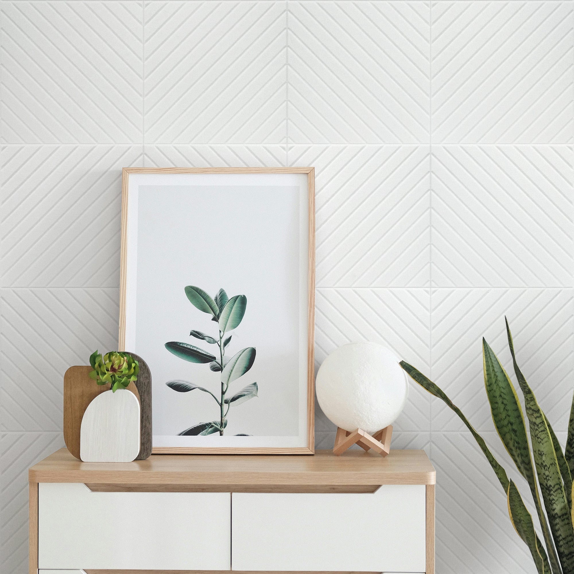Diagonal Slat White PET Acoustic Felt Tile