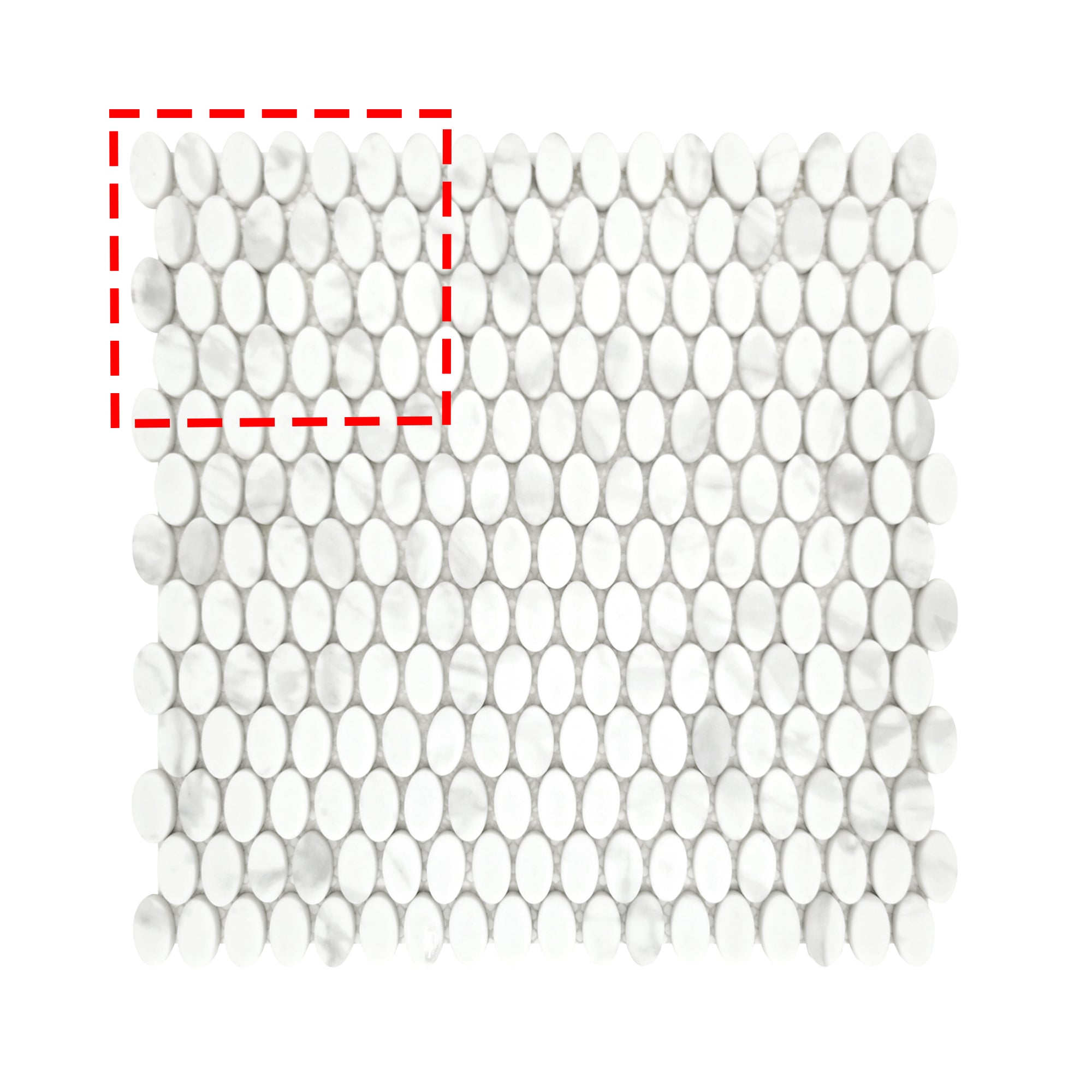 White Calacatta Oval Recycled Glass Floor and Wall Mosaic Tile