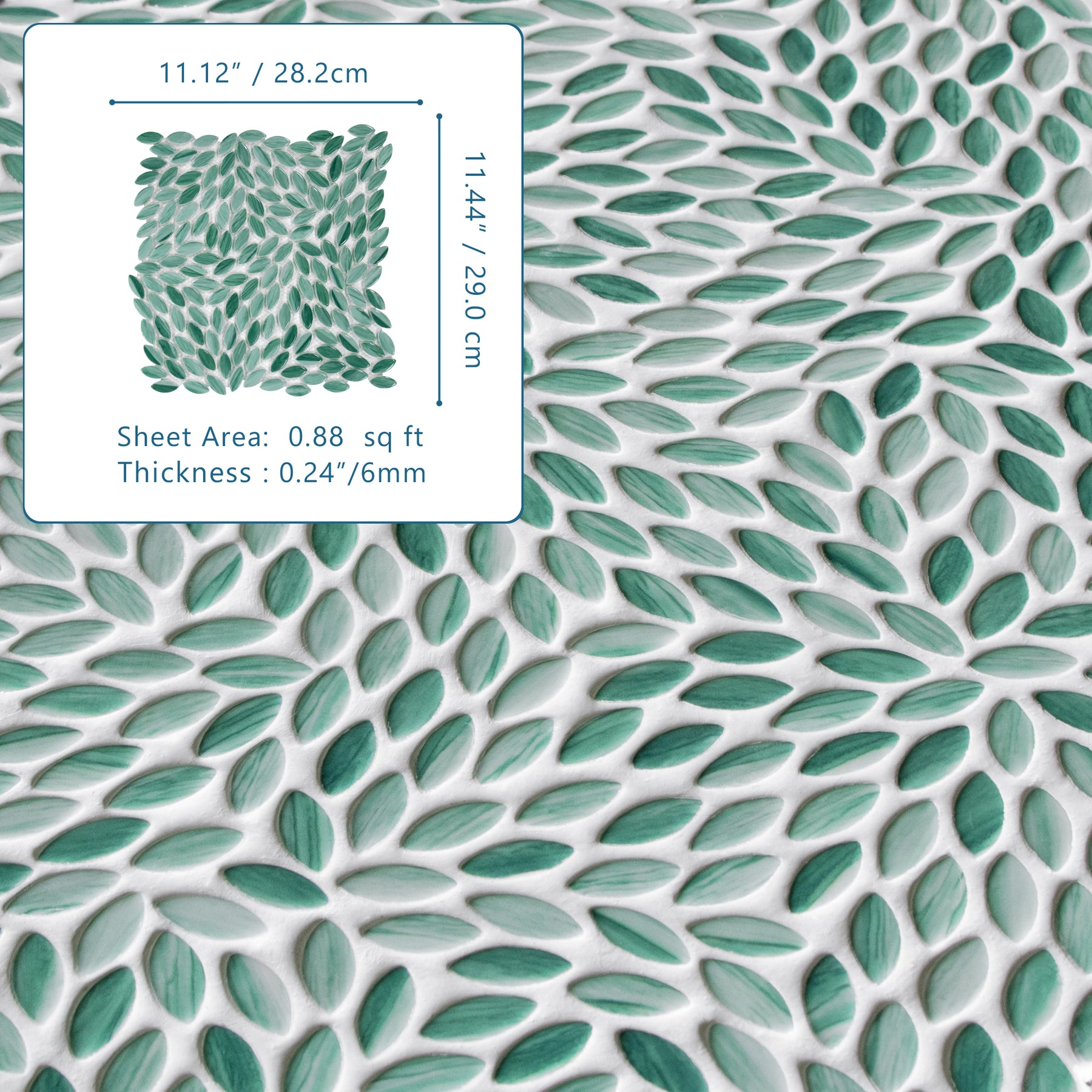 Flower Green Recycled Glass Floor And Wall Mosaic Tile