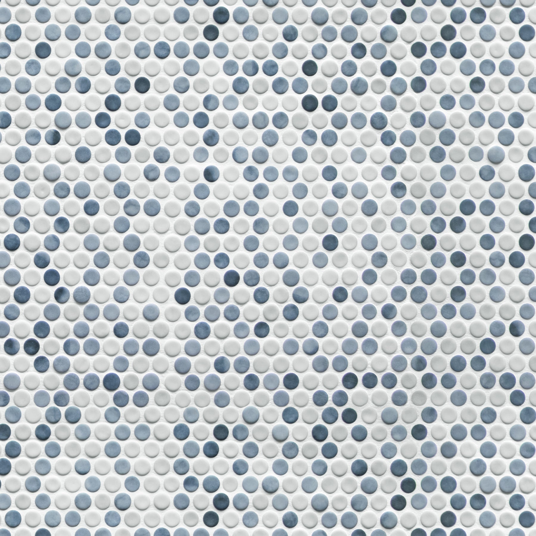 Penny Round Blue Mixed Recycled Glass Floor And Wall Mosaic Tile