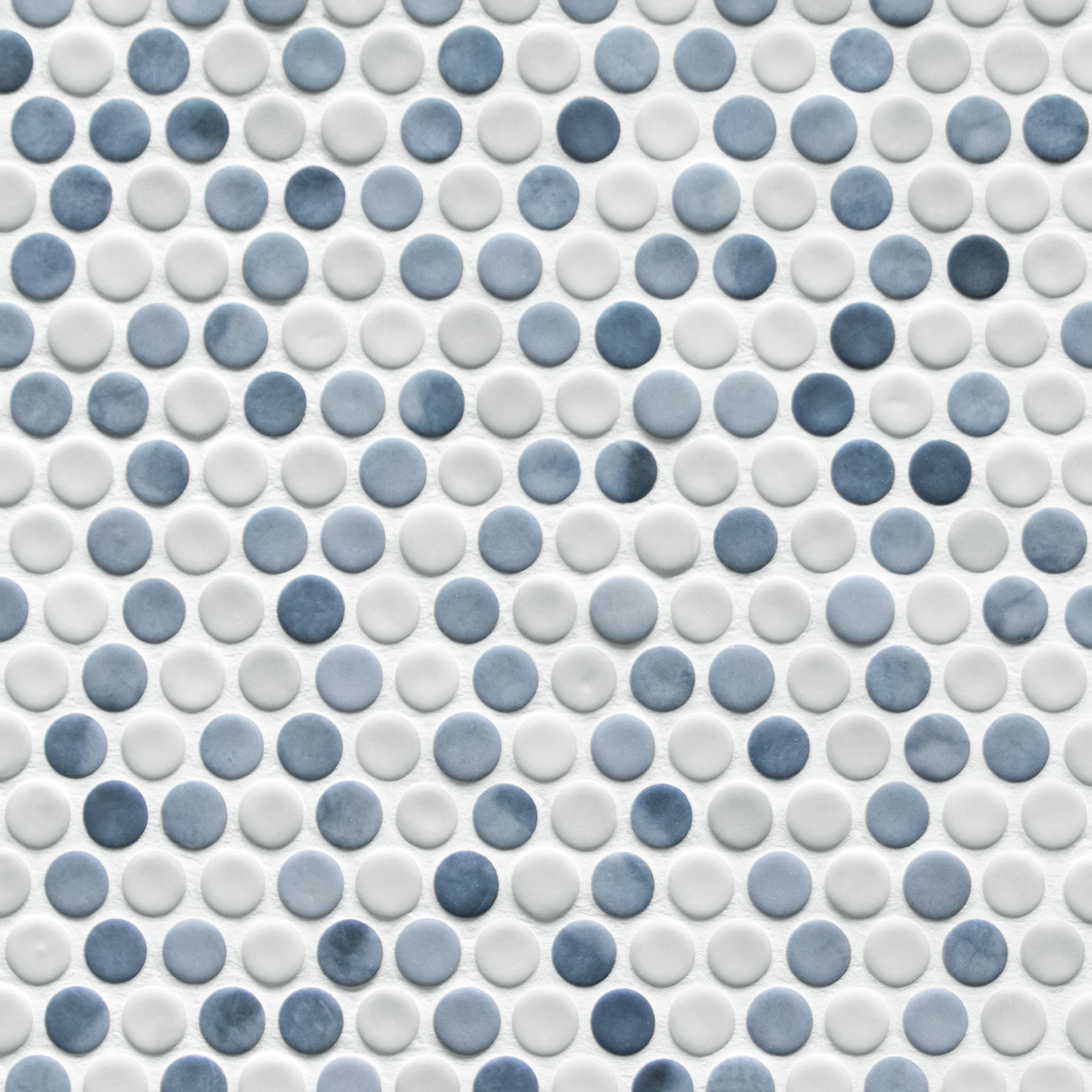 Penny Round Blue Mixed Recycled Glass Floor And Wall Mosaic Tile