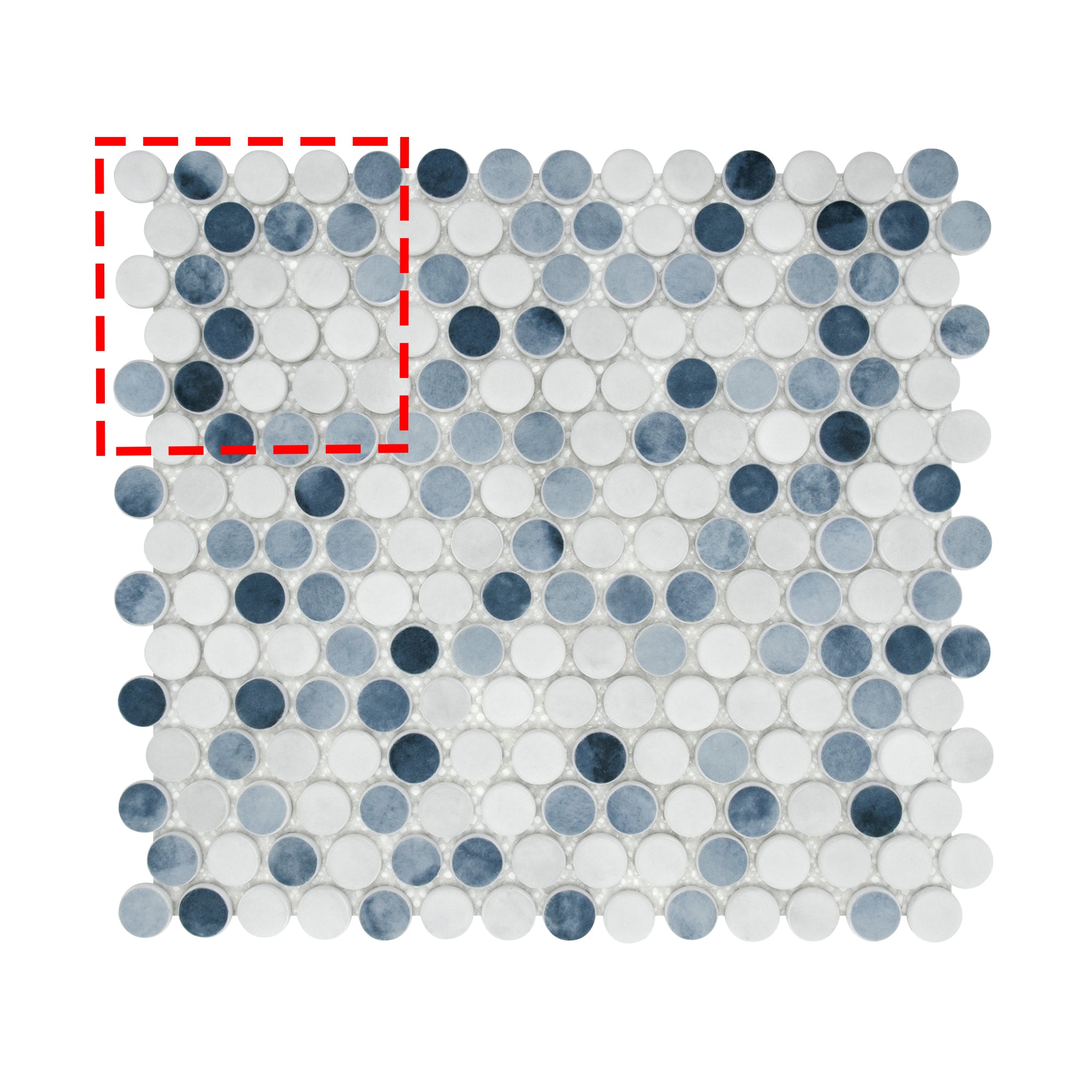 Penny Round Blue Recycled Glass Floor and Wall Mosaic Tile