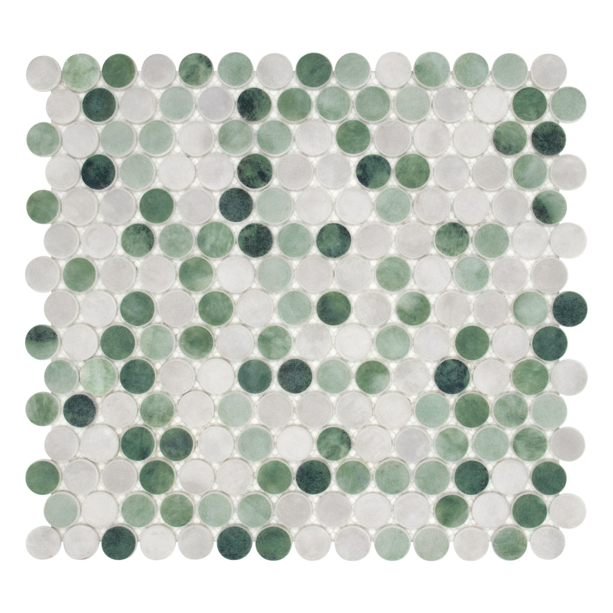 Penny Round Green Recycled Glass Floor and Wall Mosaic Tile