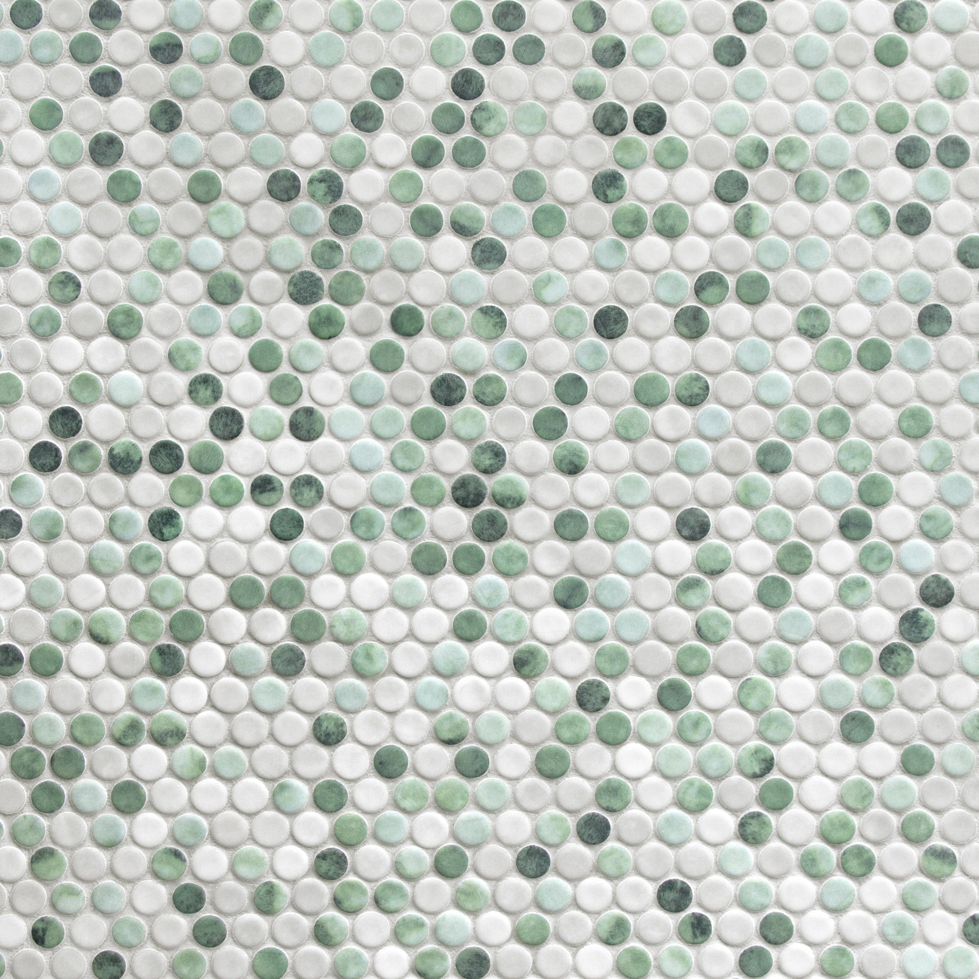Penny Round Green Recycled Glass Floor and Wall Mosaic Tile