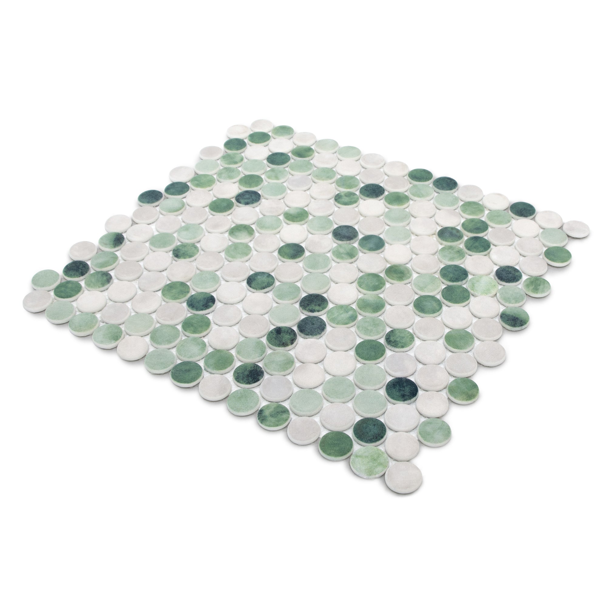 Penny Round Green Recycled Glass Floor and Wall Mosaic Tile