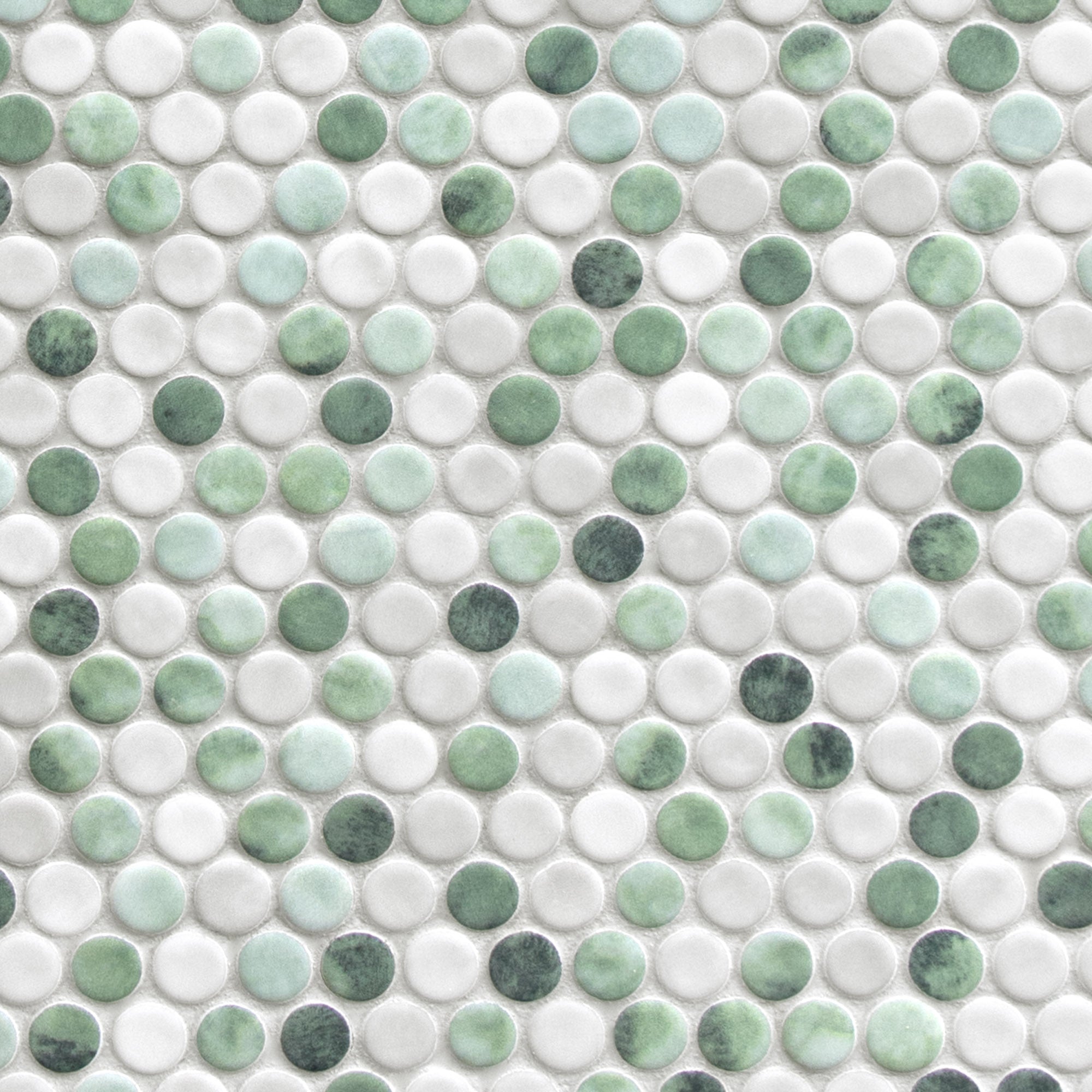 Penny Round Green Recycled Glass Floor and Wall Mosaic Tile