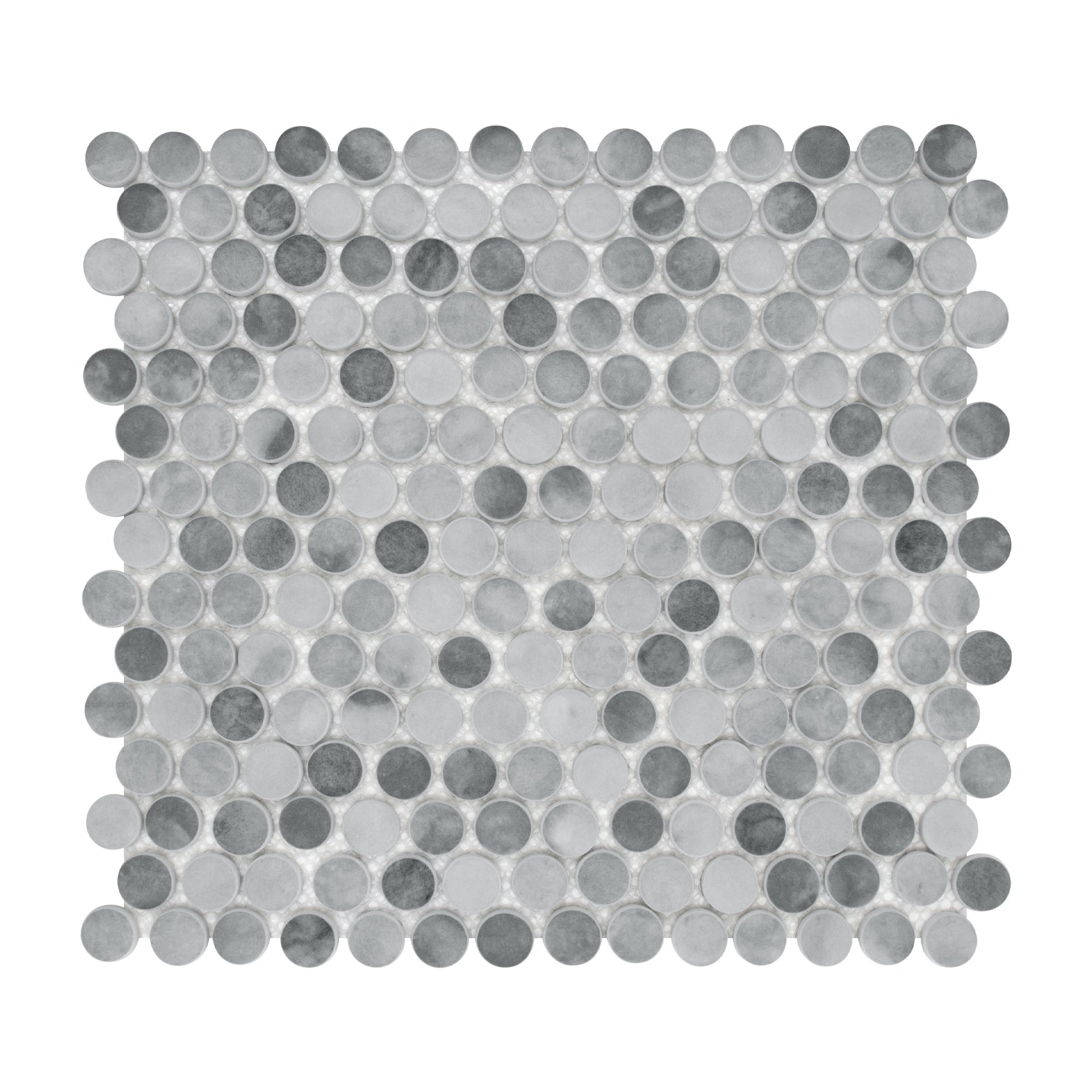 Penny Round Gray Mixed Recycled Glass Floor And Wall Mosaic Tile