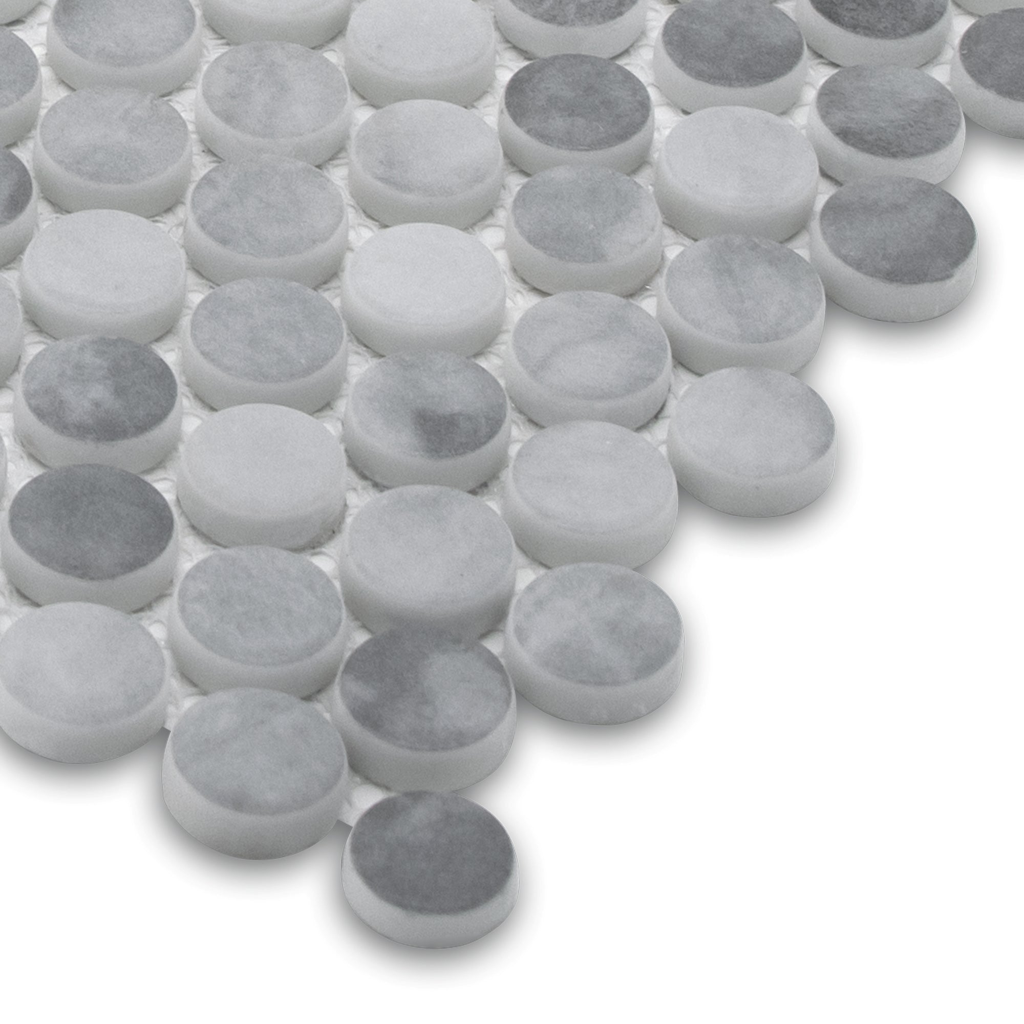 Penny Round Gray Recycled Glass Floor and Wall Mosaic Tile