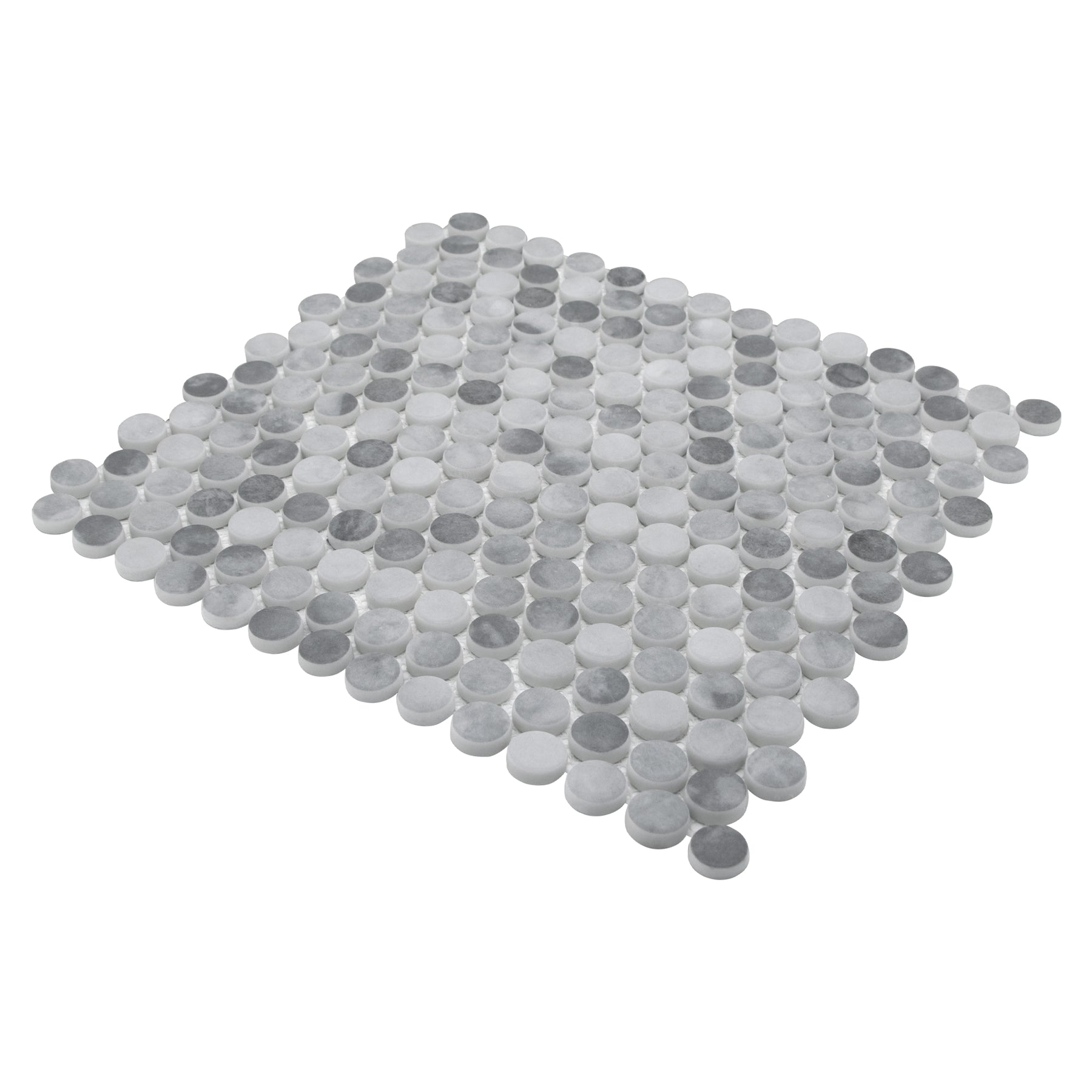 Penny Round Gray Mixed Recycled Glass Floor And Wall Mosaic Tile
