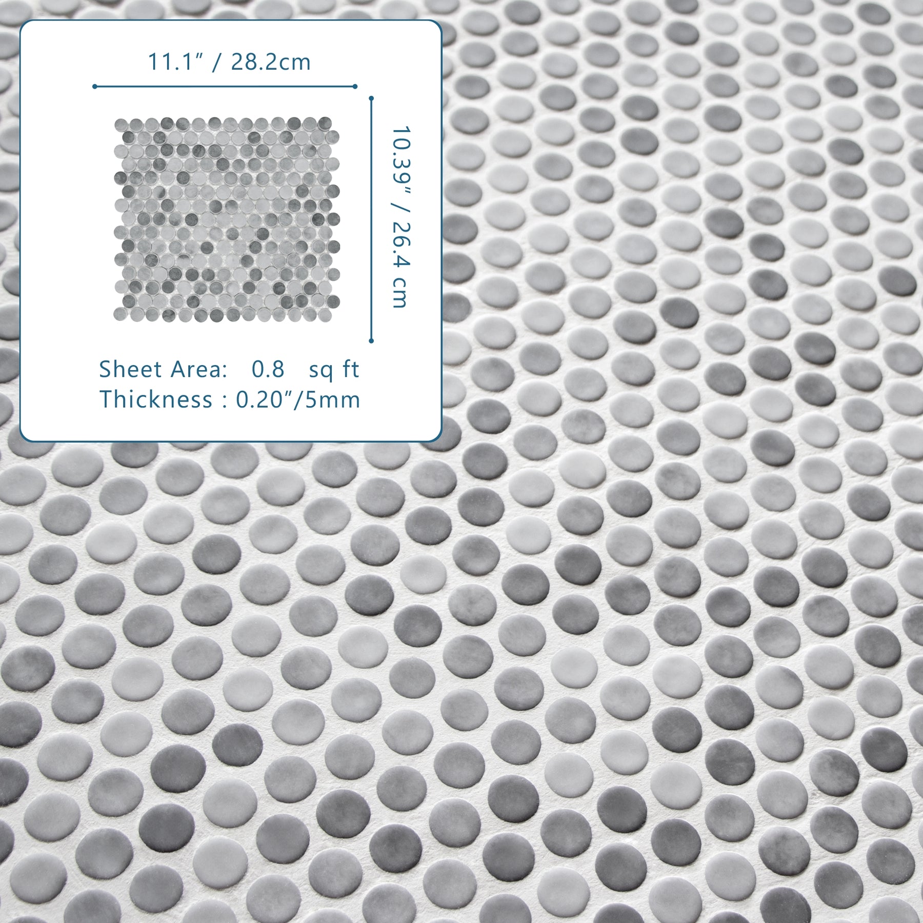 Penny Round Gray Mixed Recycled Glass Floor And Wall Mosaic Tile