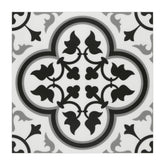 9" x 9" Patterned Black and White Peel and Stick Backsplash Wall and Floor Tile