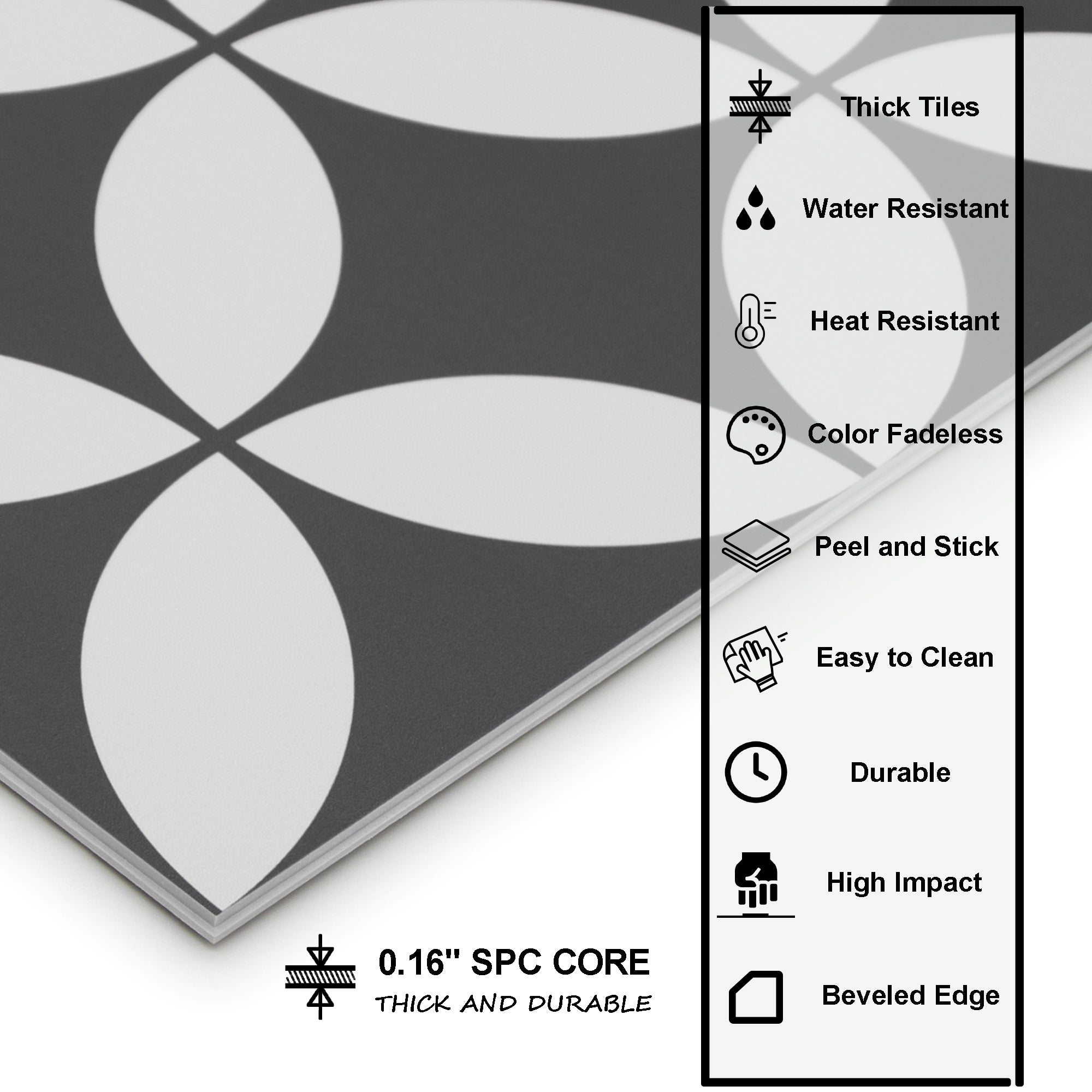 9" x 9" Coin Peel and Stick Floor and Wall Tile
