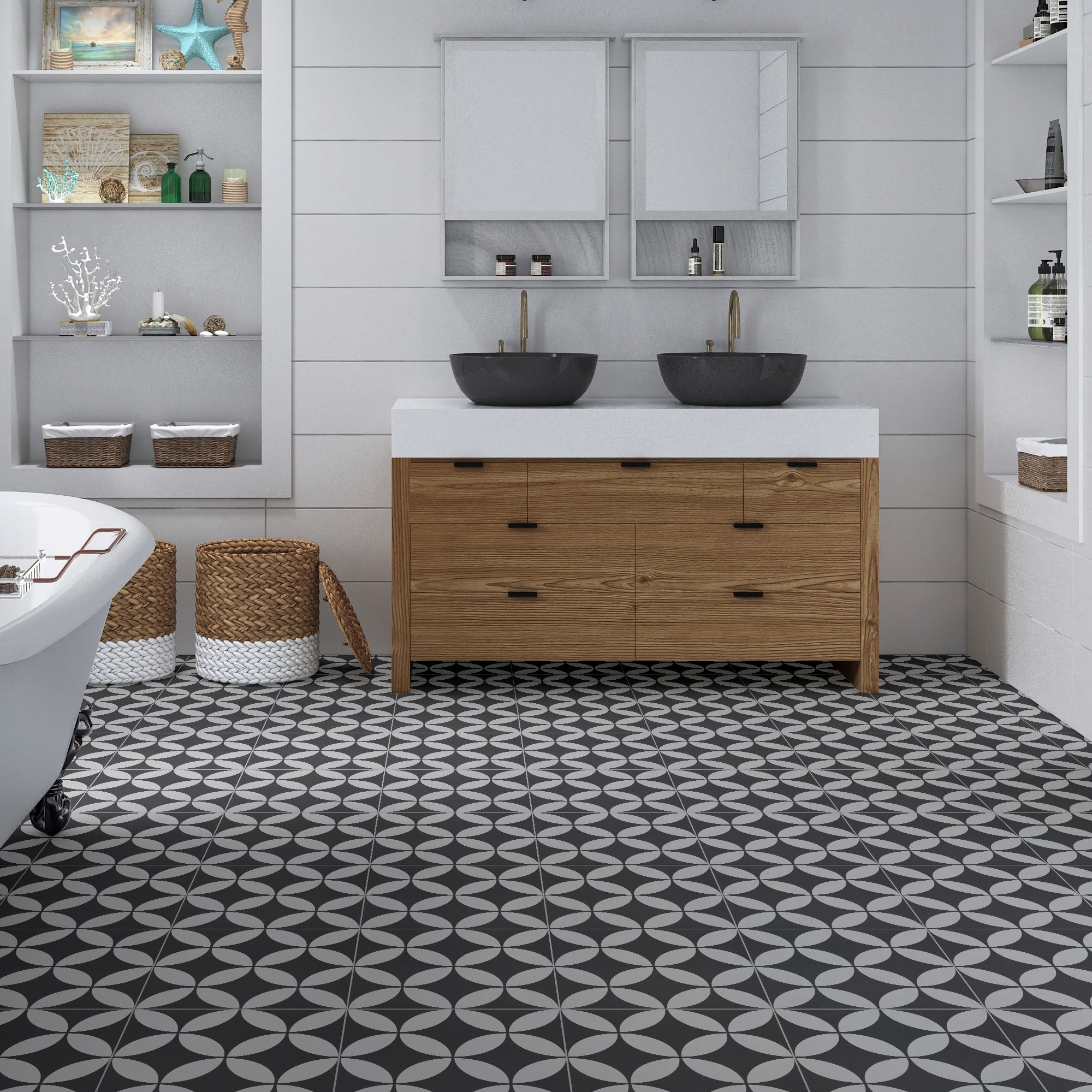 9" x 9" Coin Peel and Stick Floor and Wall Tile
