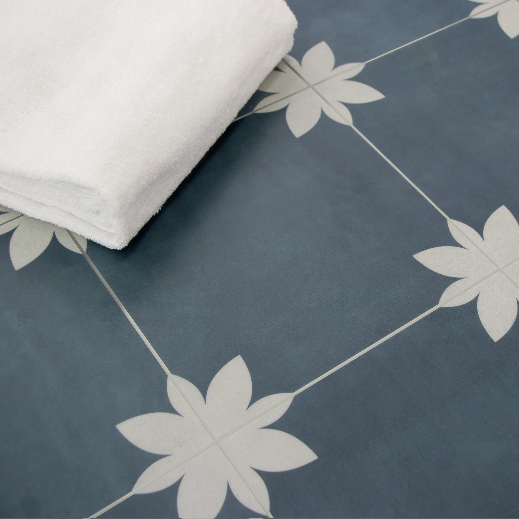 9" x 9" Flower Blue Peel and Stick Backsplash Wall and Floor Tile