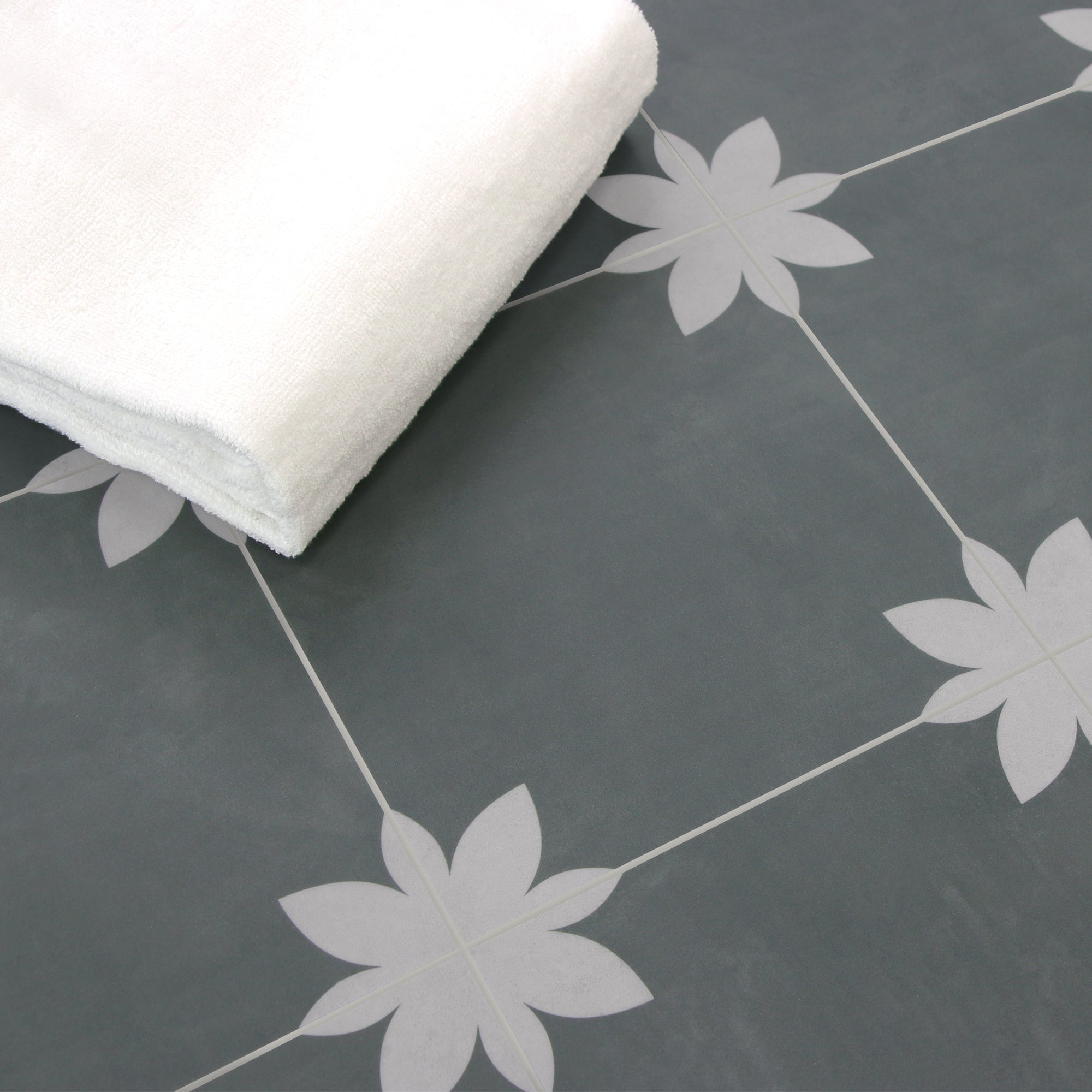 9" x 9" Flower Gray Peel and Stick Backsplash Wall and Floor Tile