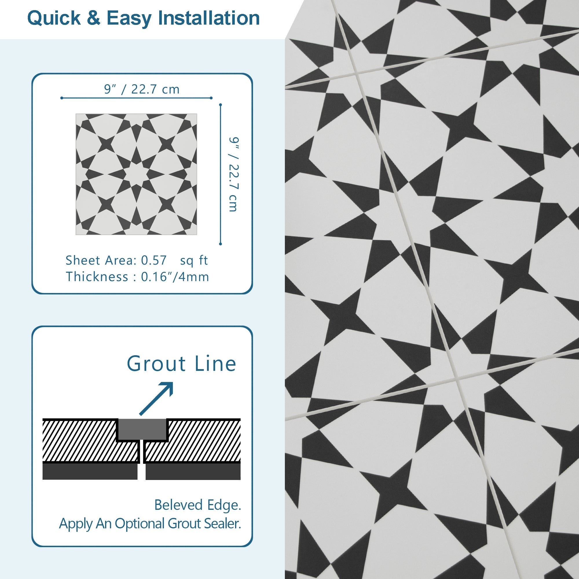 9" x 9" Marrakech Peel and Stick Floor and Wall Tile