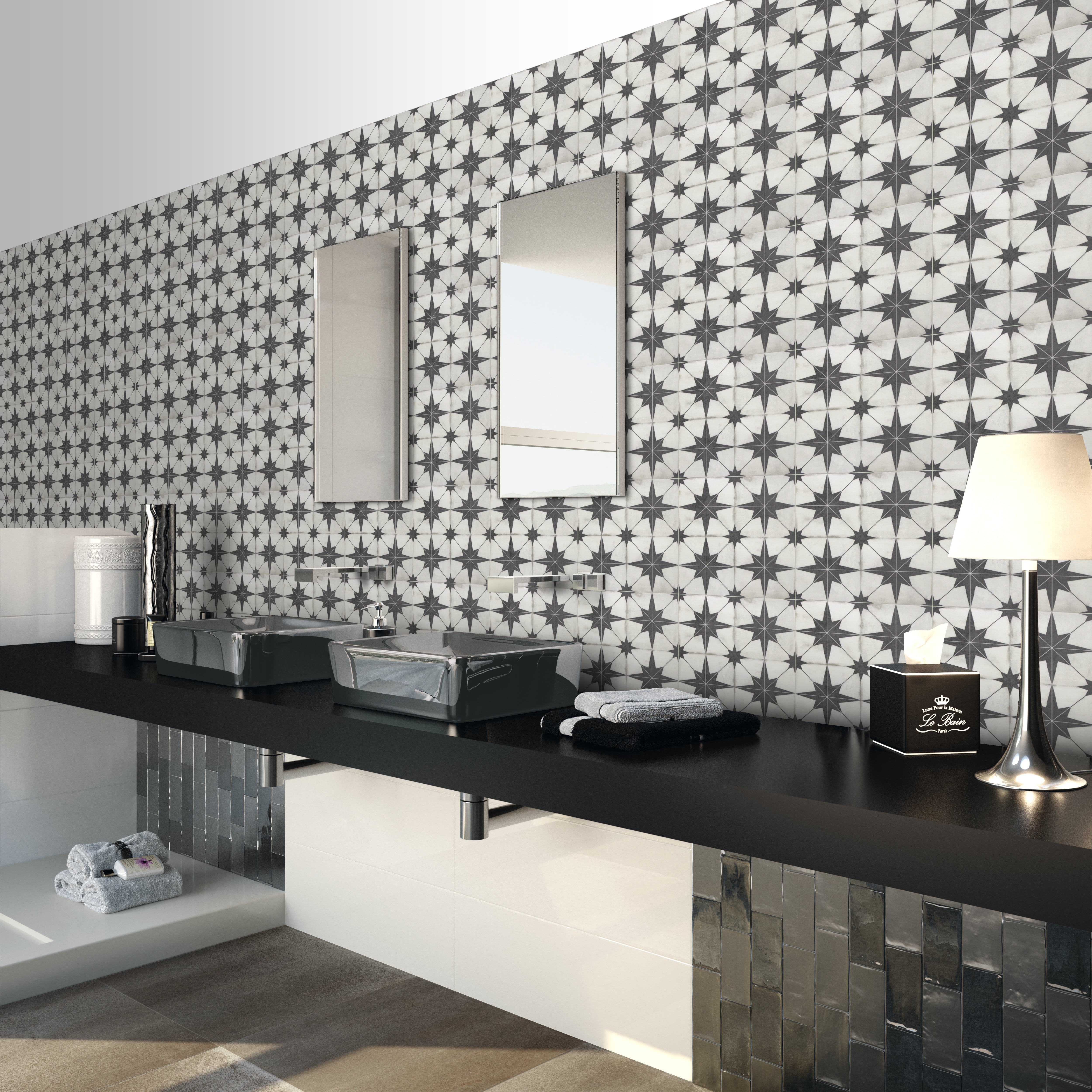 9" x 9" Patterned Beige Peel and Stick Floor and Wall Tile