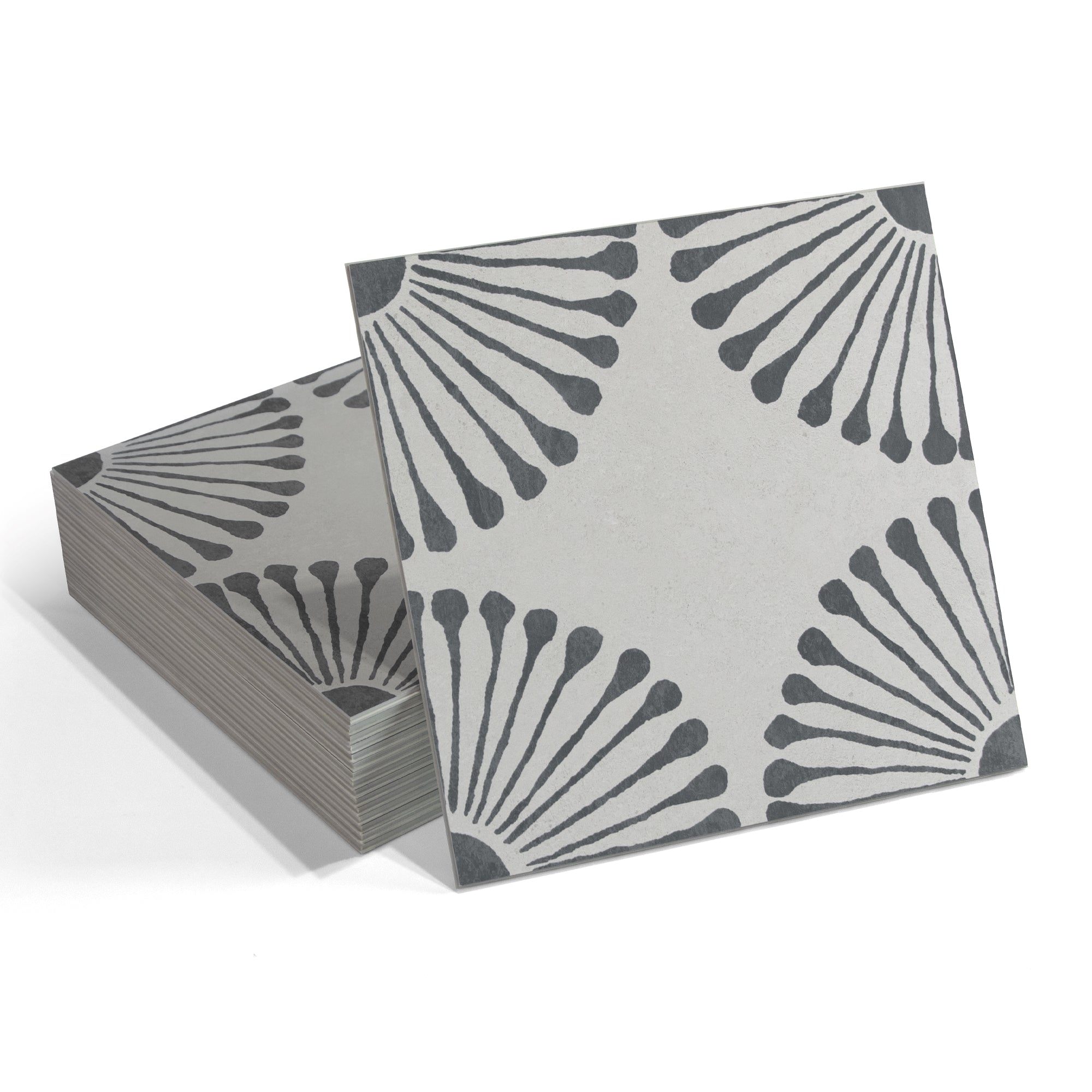 9" x 9" Patterned Gray Peel and Stick Floor and Wall Tile