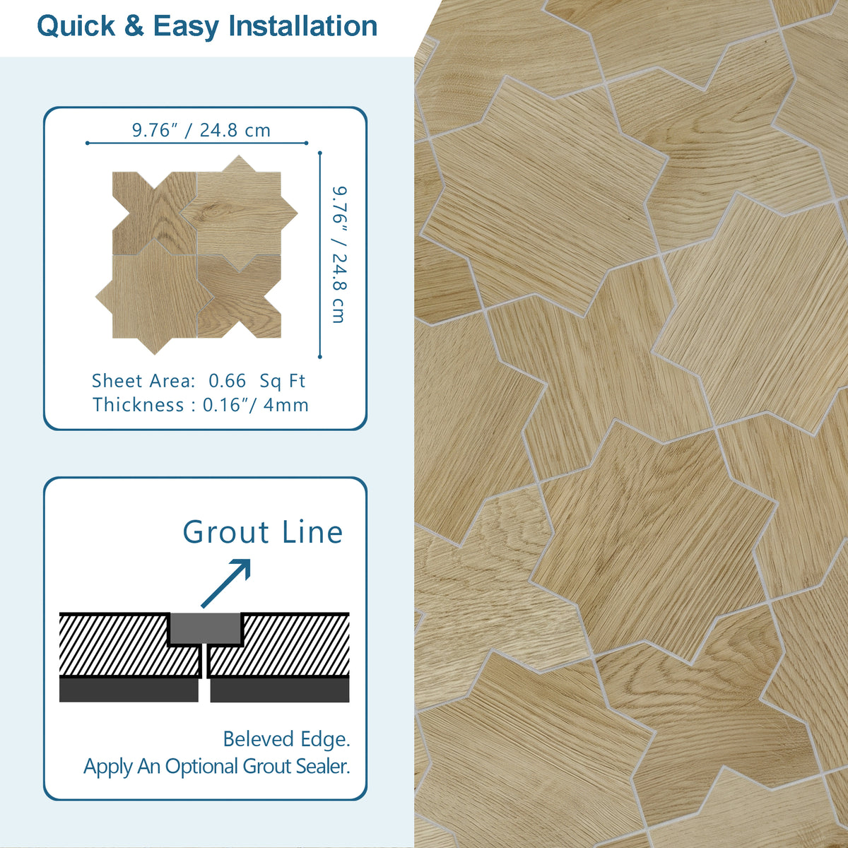 Cross & Star Peel and Stick Floor Tile