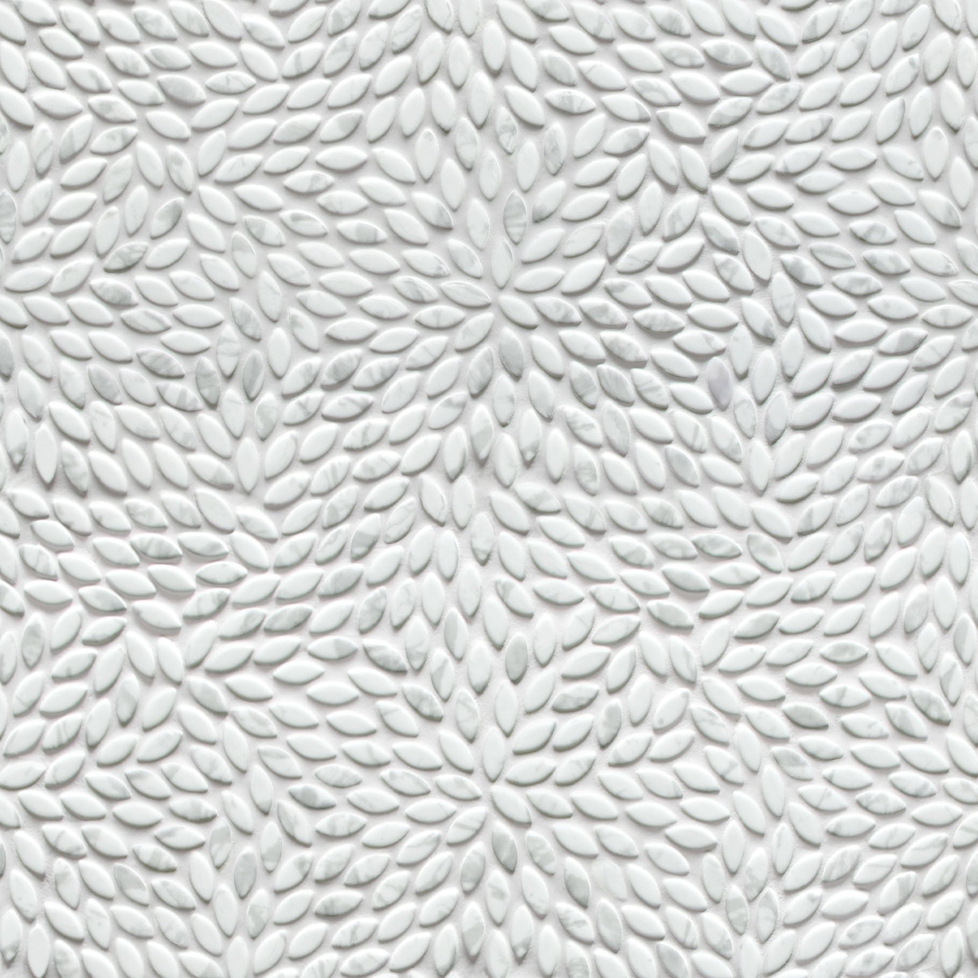 Flower Carrara White Recycled Glass Floor and Wall Mosaic Tile