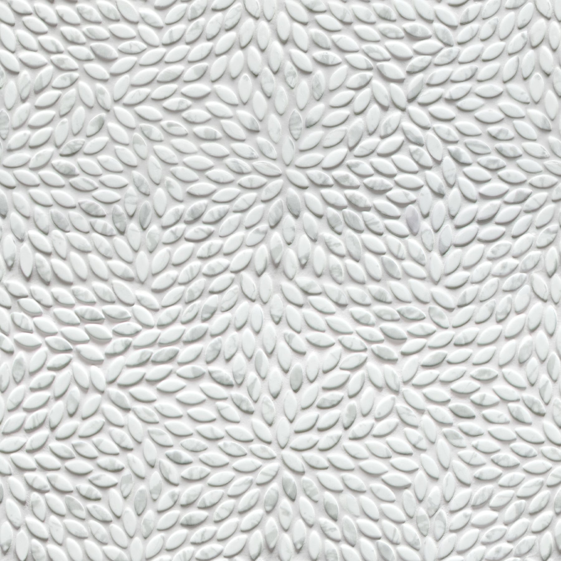 Flower Carrara White Recycled Glass Floor And Wall Mosaic Tile