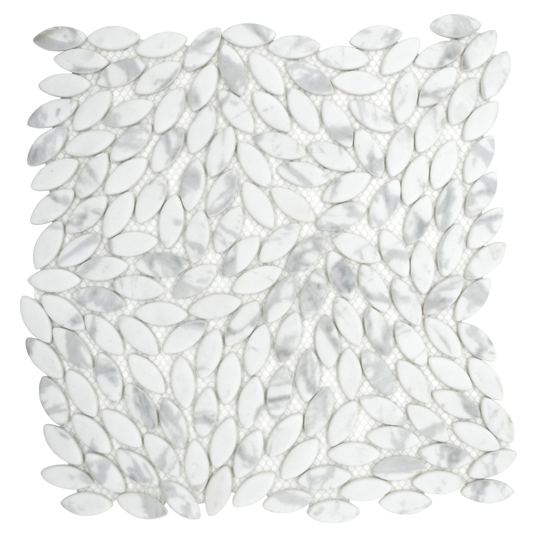 Flower Carrara White Recycled Glass Floor And Wall Mosaic Tile
