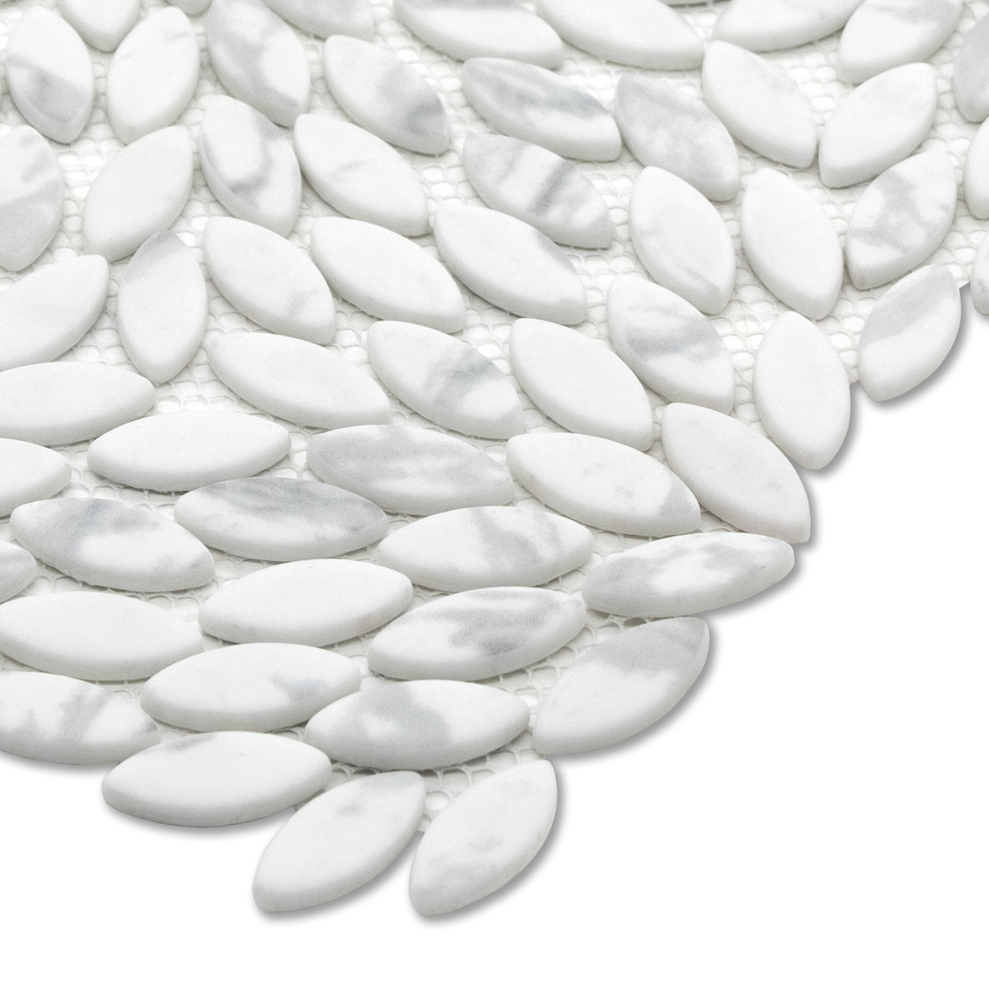 Flower Carrara White Recycled Glass Floor and Wall Mosaic Tile