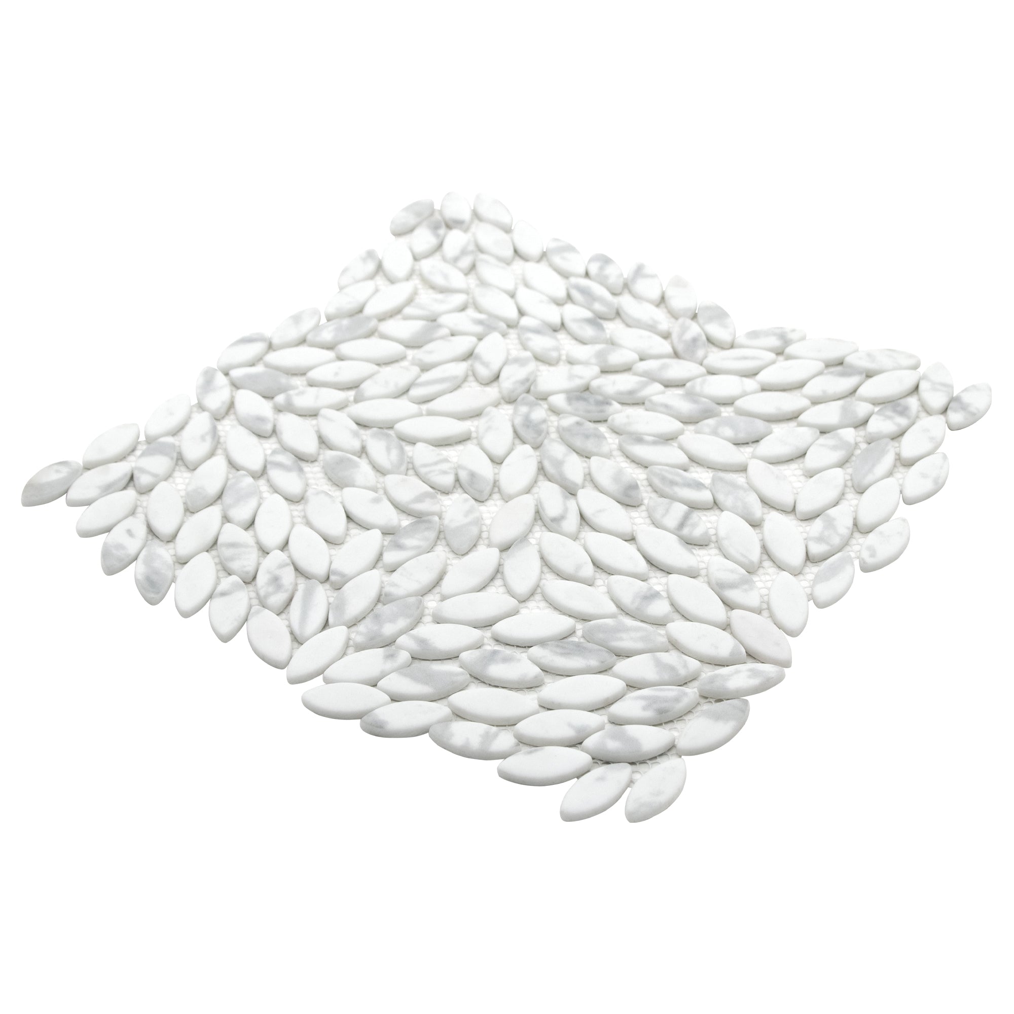 Flower Carrara White Recycled Glass Floor and Wall Mosaic Tile