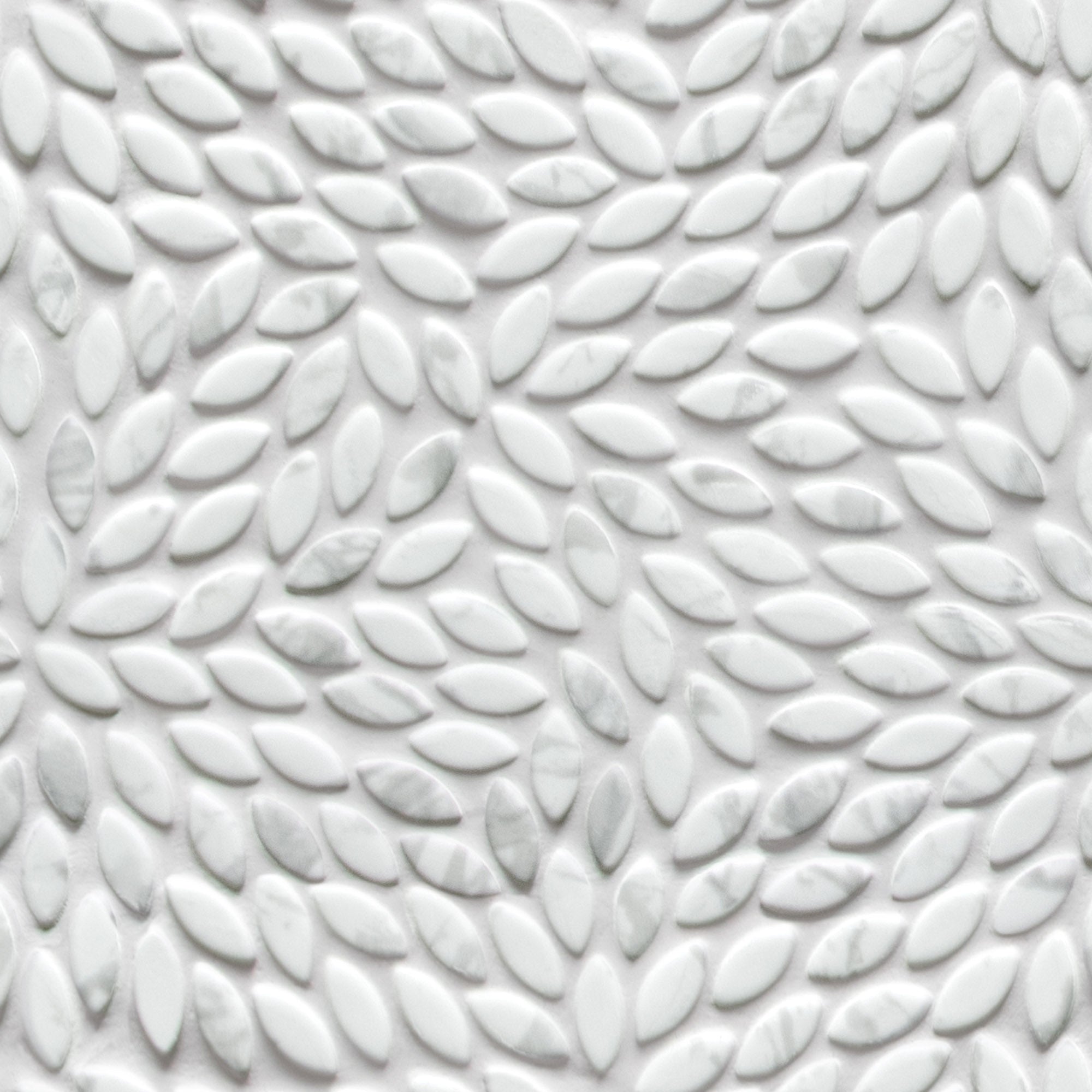 Flower Carrara White Recycled Glass Floor and Wall Mosaic Tile