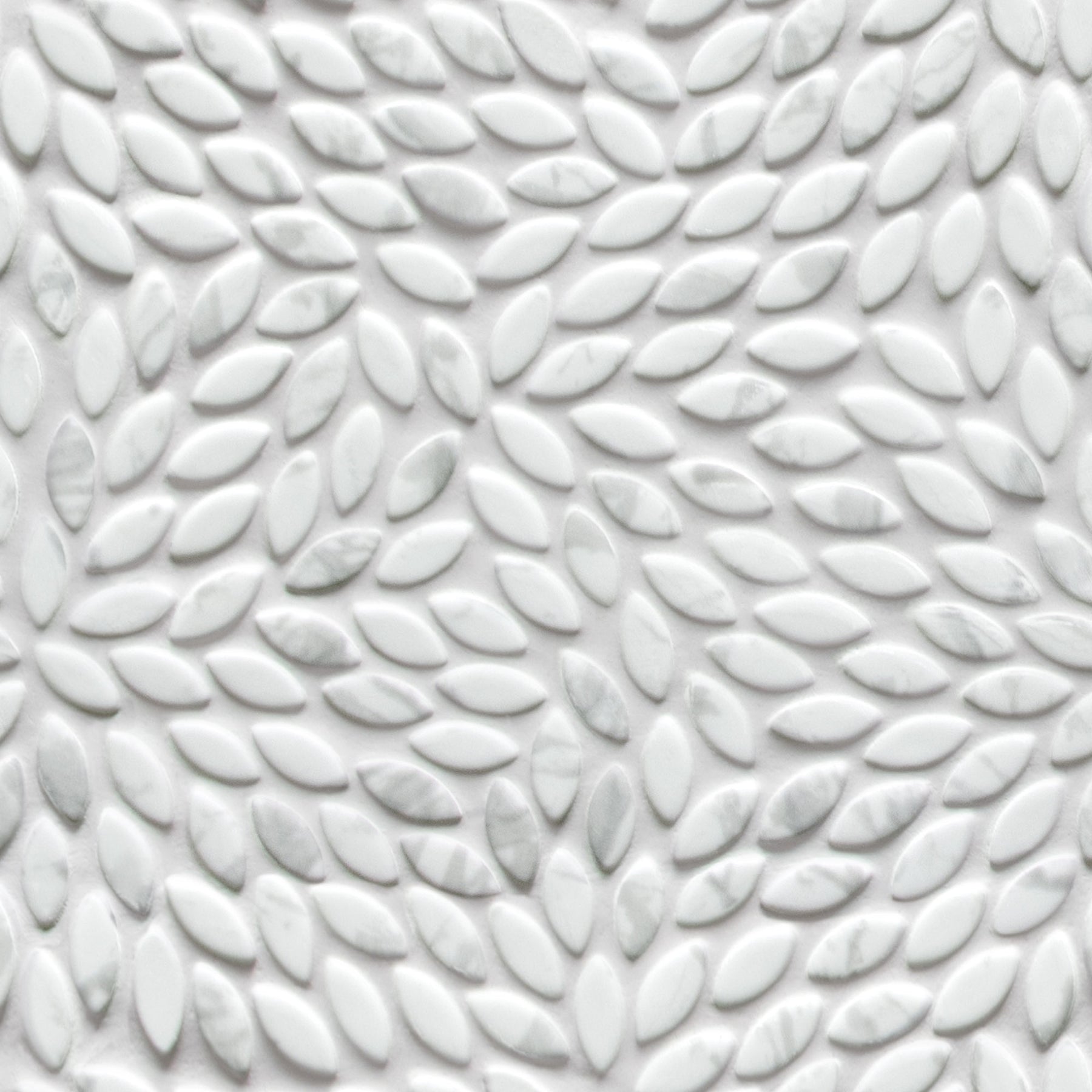 Flower Carrara White Recycled Glass Floor And Wall Mosaic Tile