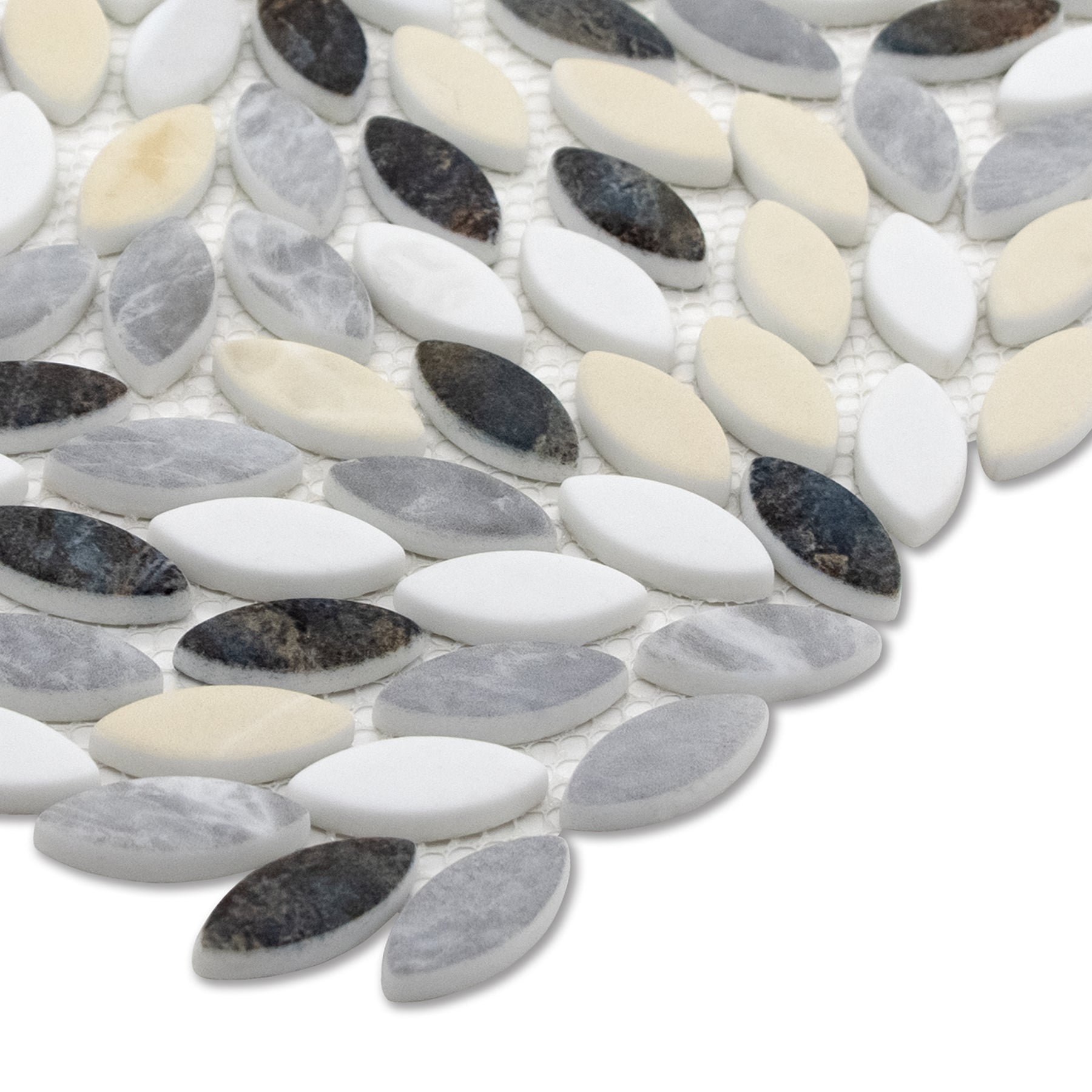 Flower Beige Mixed Recycled Glass Floor And Wall Mosaic Tile