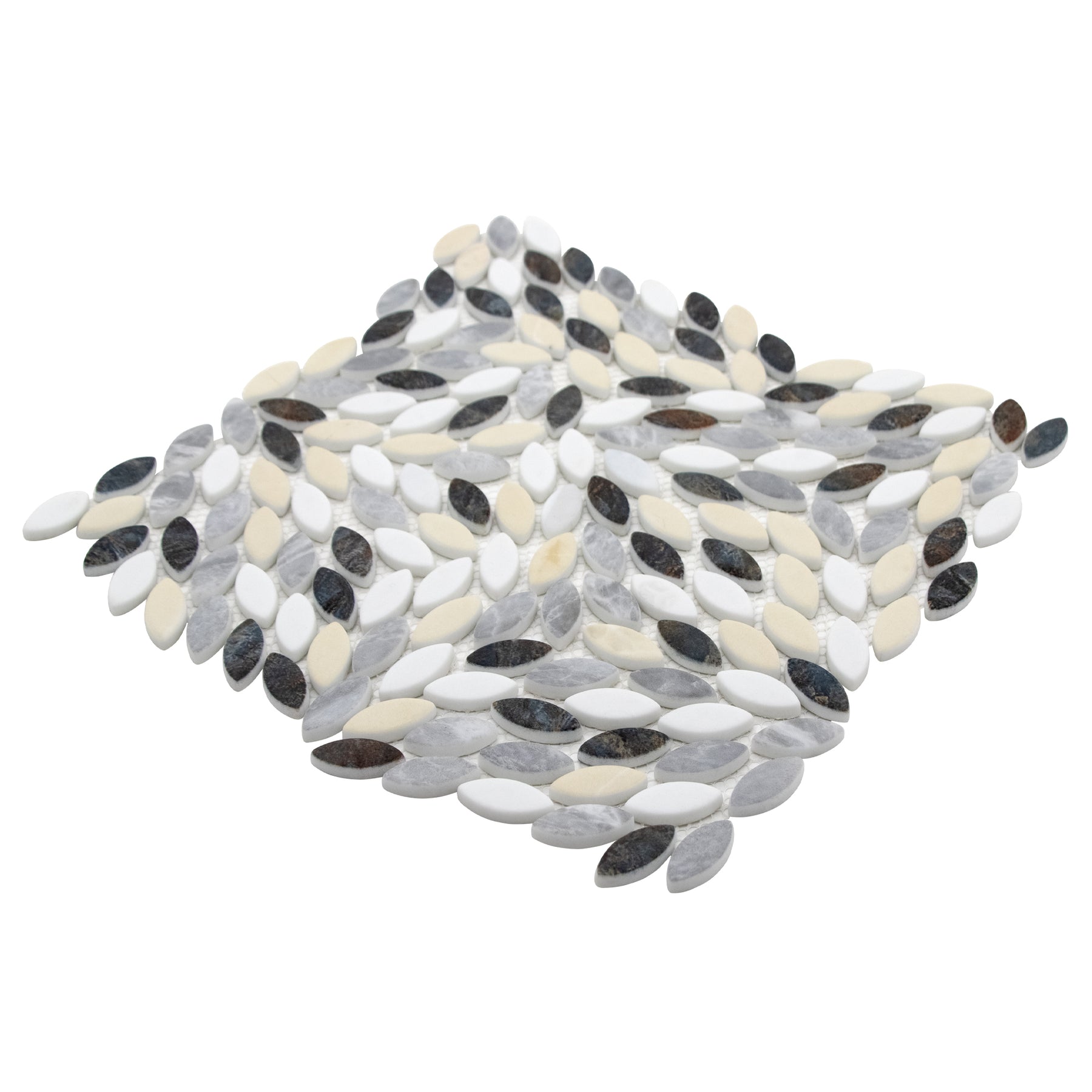 Flower Beige Mixed Recycled Glass Floor And Wall Mosaic Tile