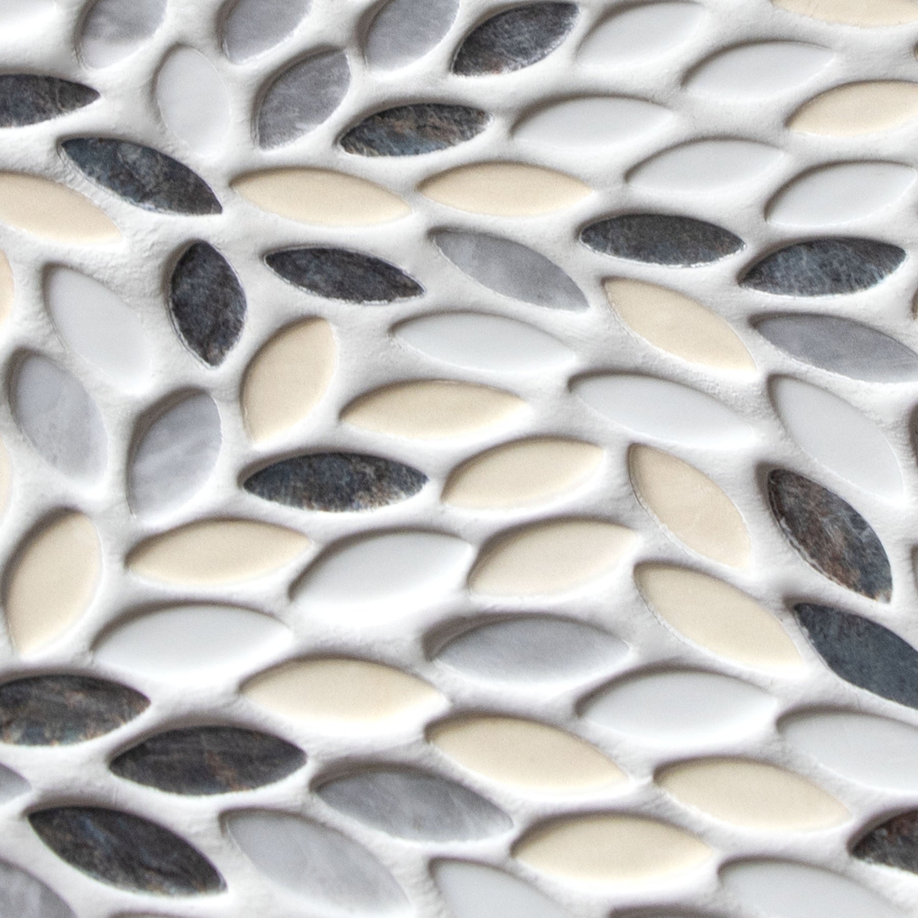Flower Beige Mixed Recycled Glass Floor And Wall Mosaic Tile