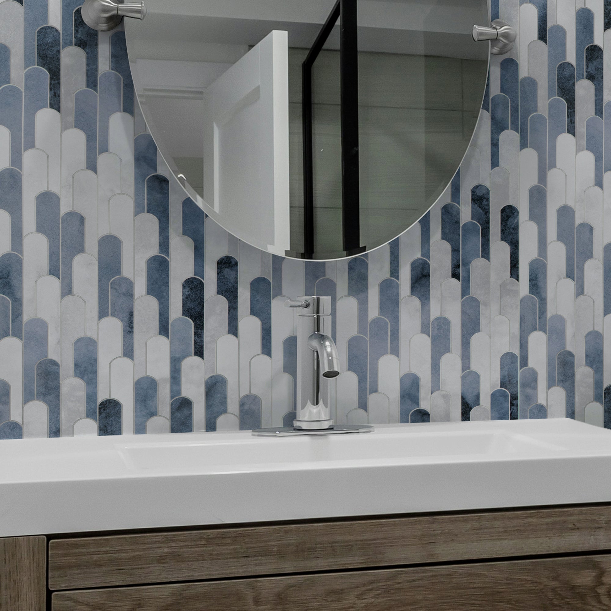 Blue Raindrop Peel and Stick Backsplash Tile