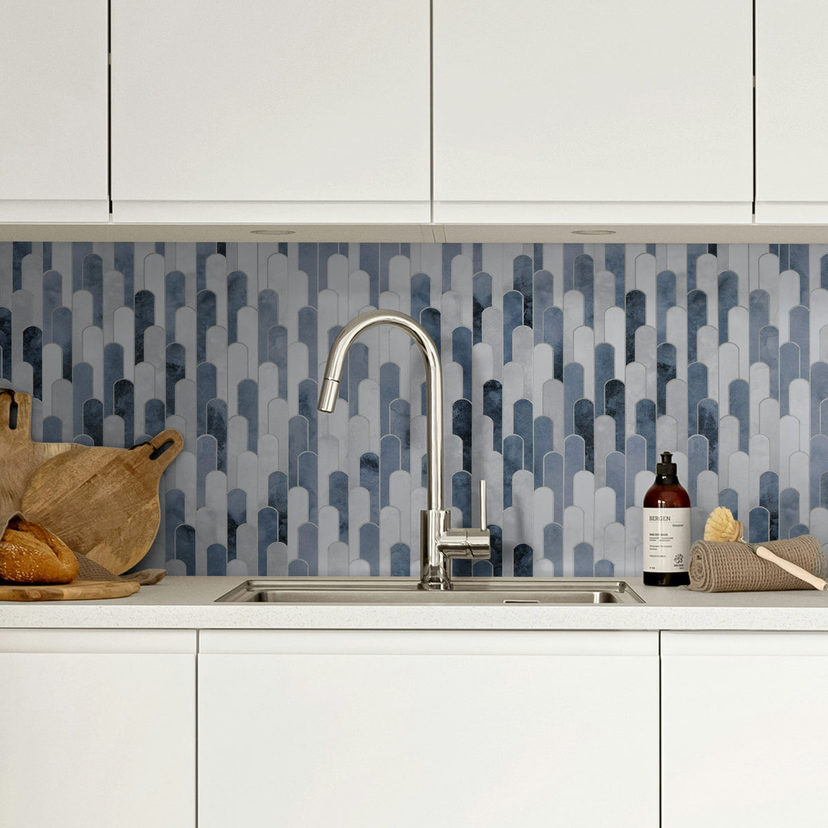 Blue Raindrop Peel and Stick Backsplash Tile