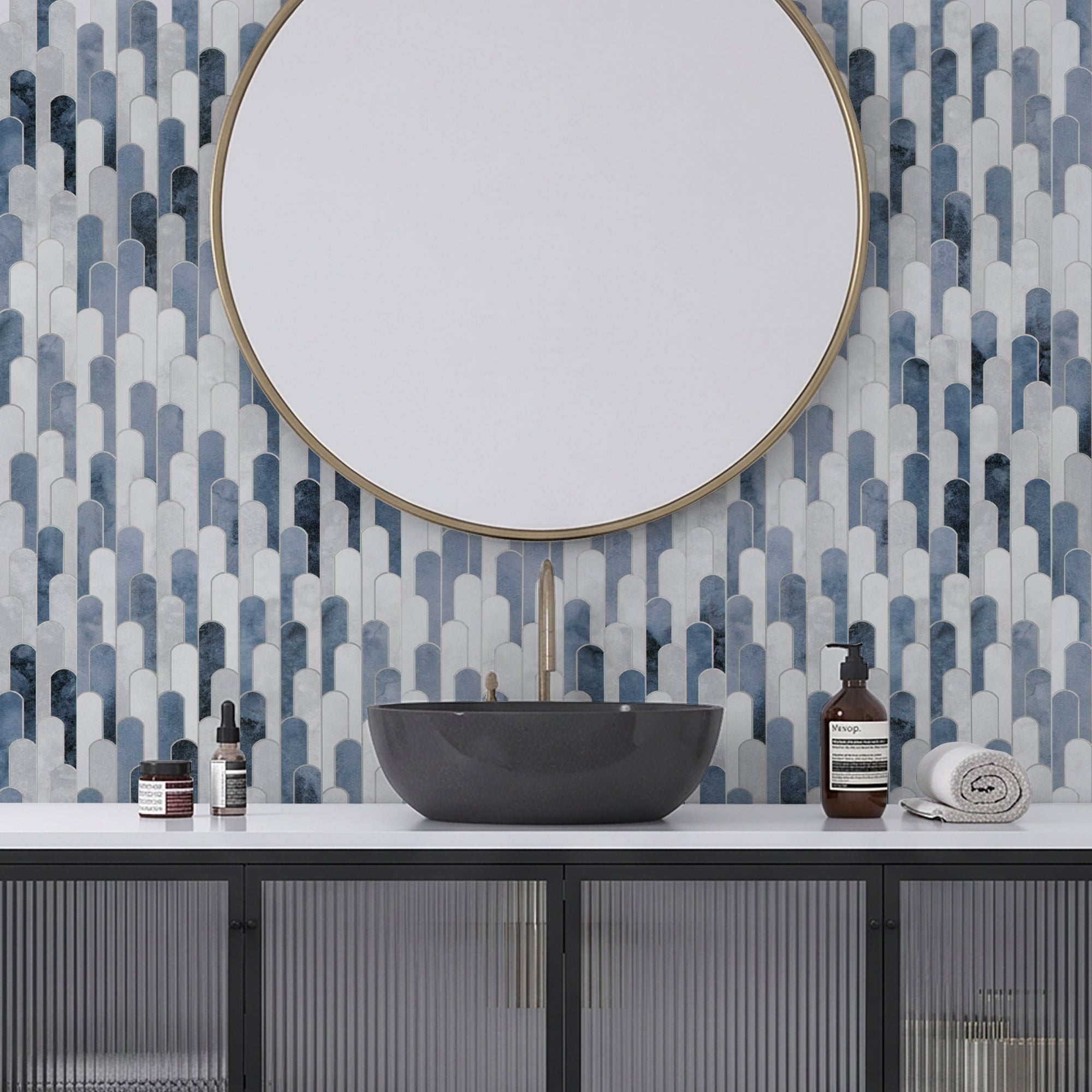 Blue Raindrop Peel and Stick Backsplash Tile
