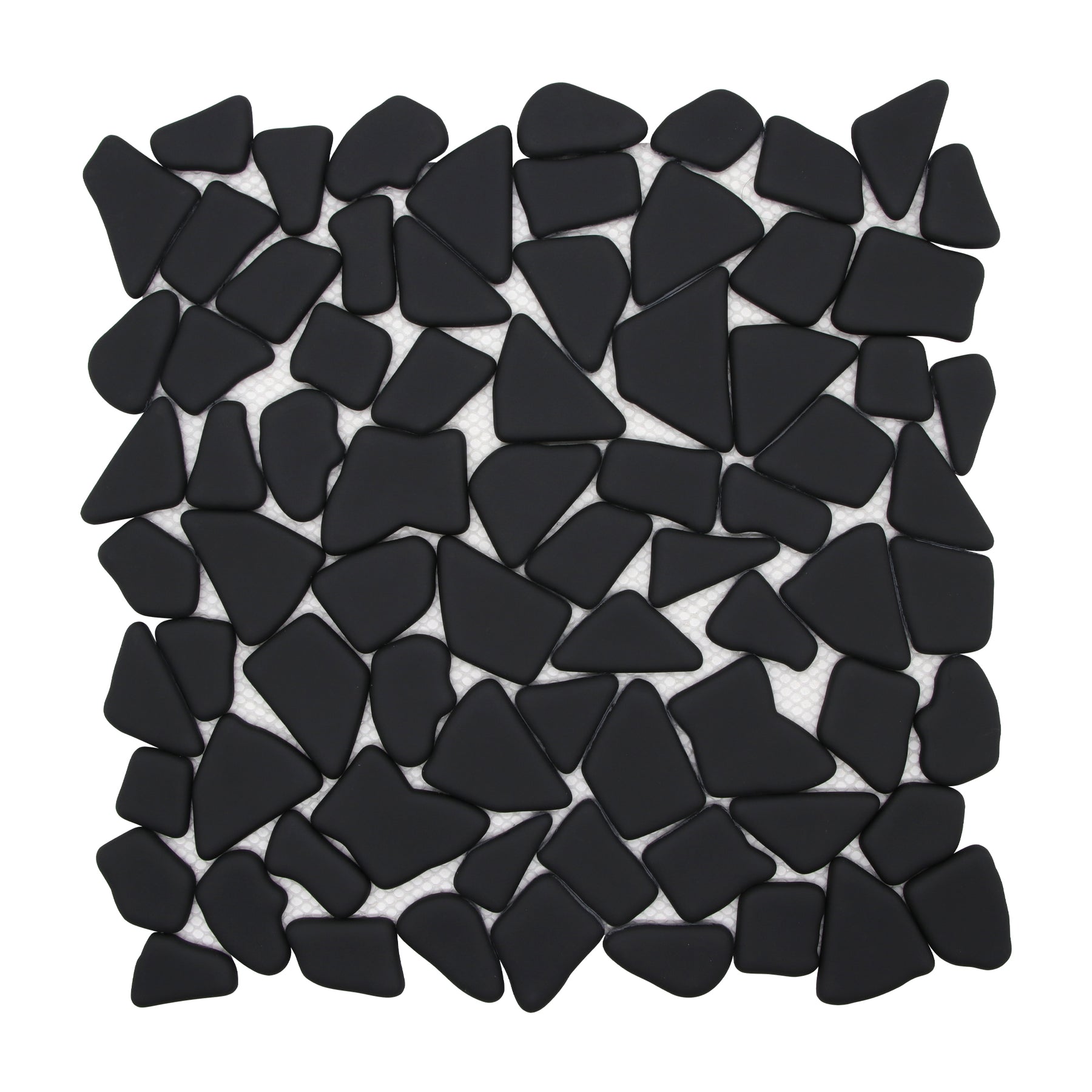 Pebble Rock Black 12"x12" Recycled Glass Floor and Wall Mosaic Tile