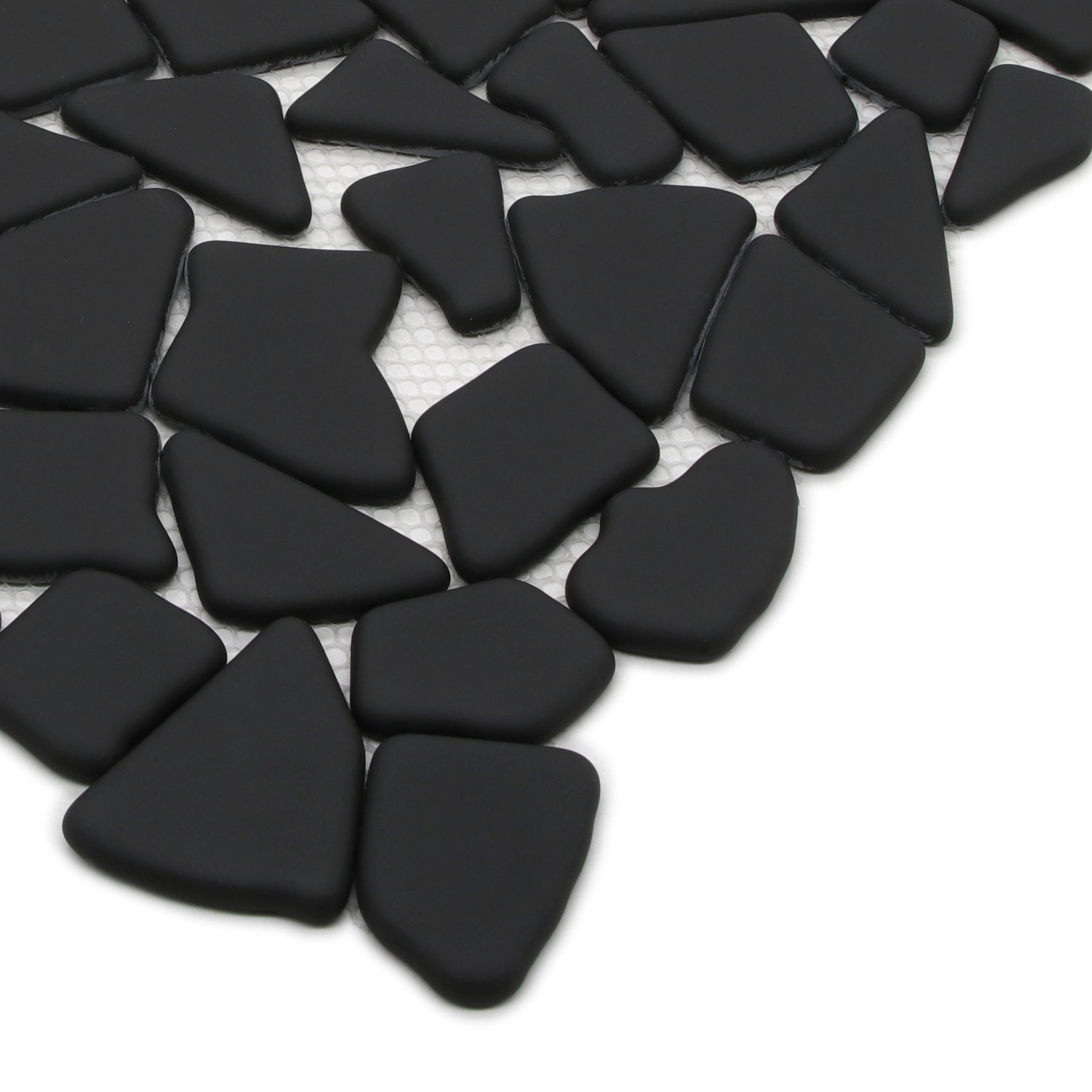 Pebble Rock Black 12"x12" Recycled Glass Floor and Wall Mosaic Tile