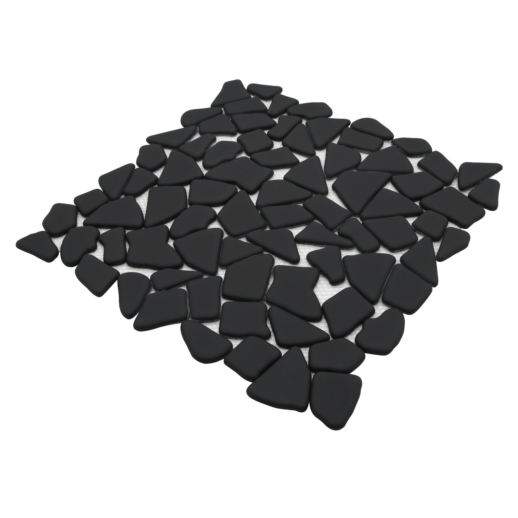 Pebble Rock Black 12"x12" Recycled Glass Floor and Wall Mosaic Tile