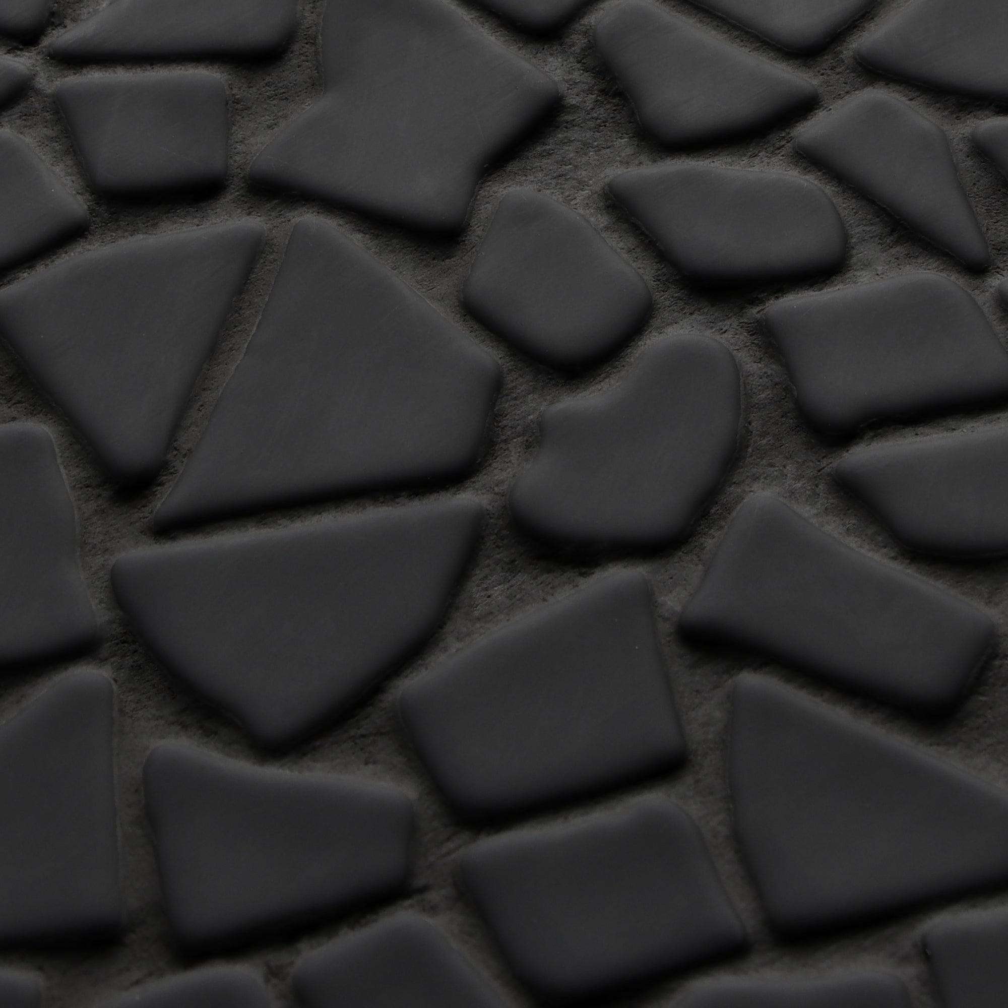 Pebble Rock Black Recycled Glass Floor and Wall Mosaic Tile