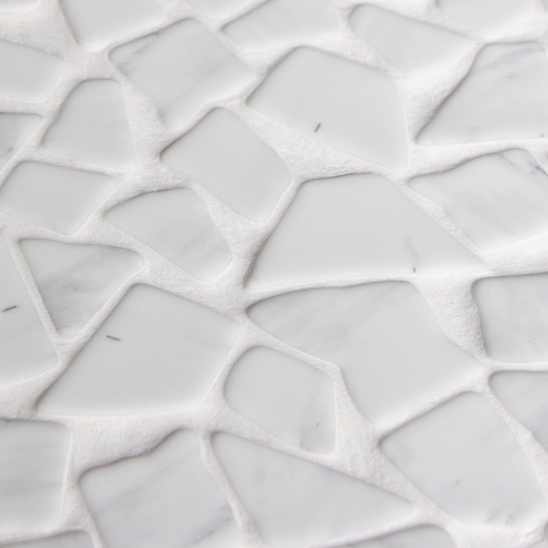 Pebble Rock Carrara White 12"x12" Recycled Glass Floor and Wall Mosaic Tile