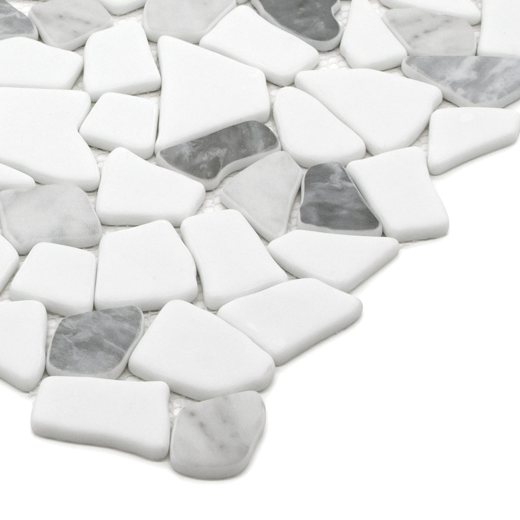 Pebble Rock Gray Mix Recycled Glass Floor and Wall Mosaic Tile