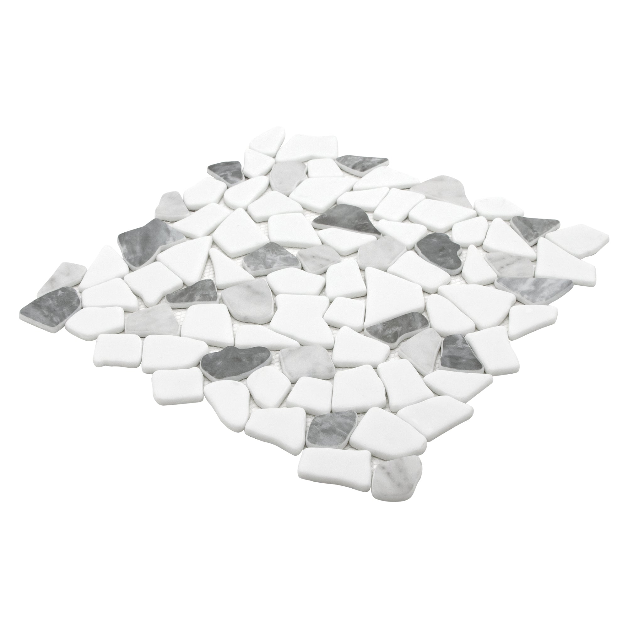 Pebble Rock Gray Mix Recycled Glass Floor and Wall Mosaic Tile