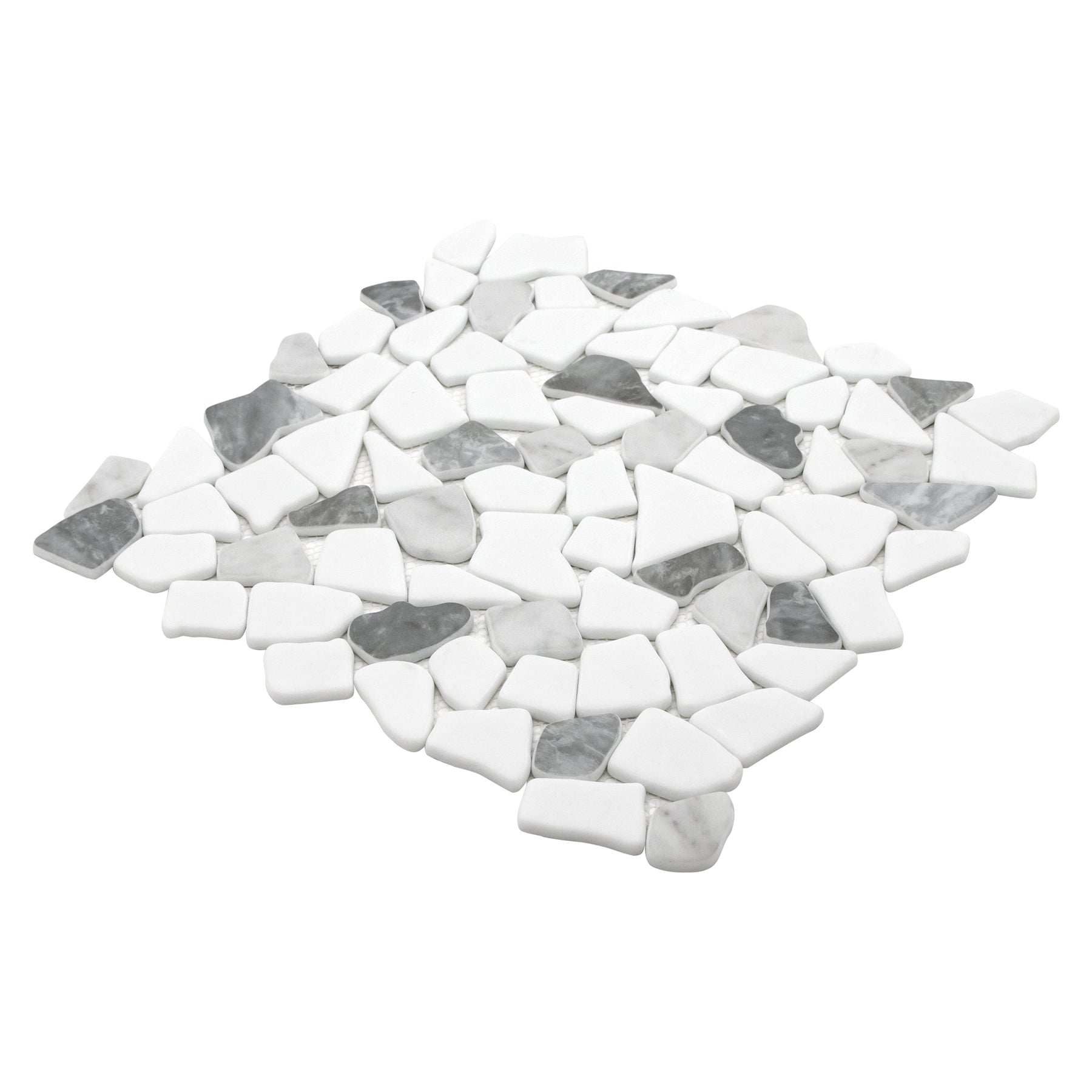 Pebble Rock Gray Mixed 12"x12" Recycled Glass Floor and Wall Mosaic Tile