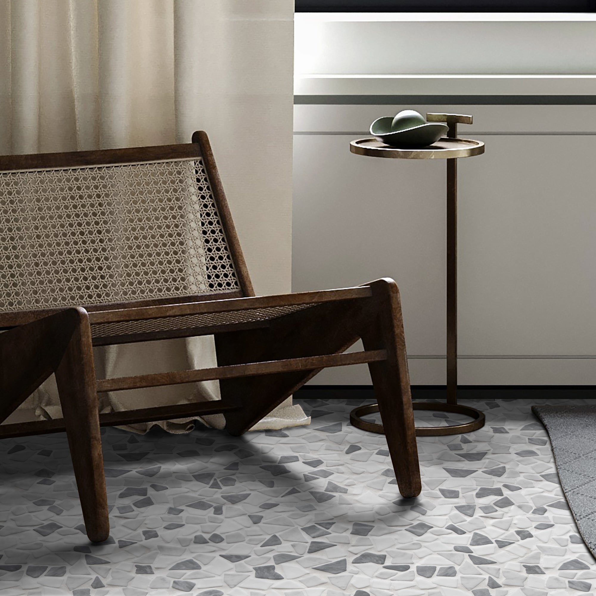 Pebble Rock Gray Mix Recycled Glass Floor and Wall Mosaic Tile