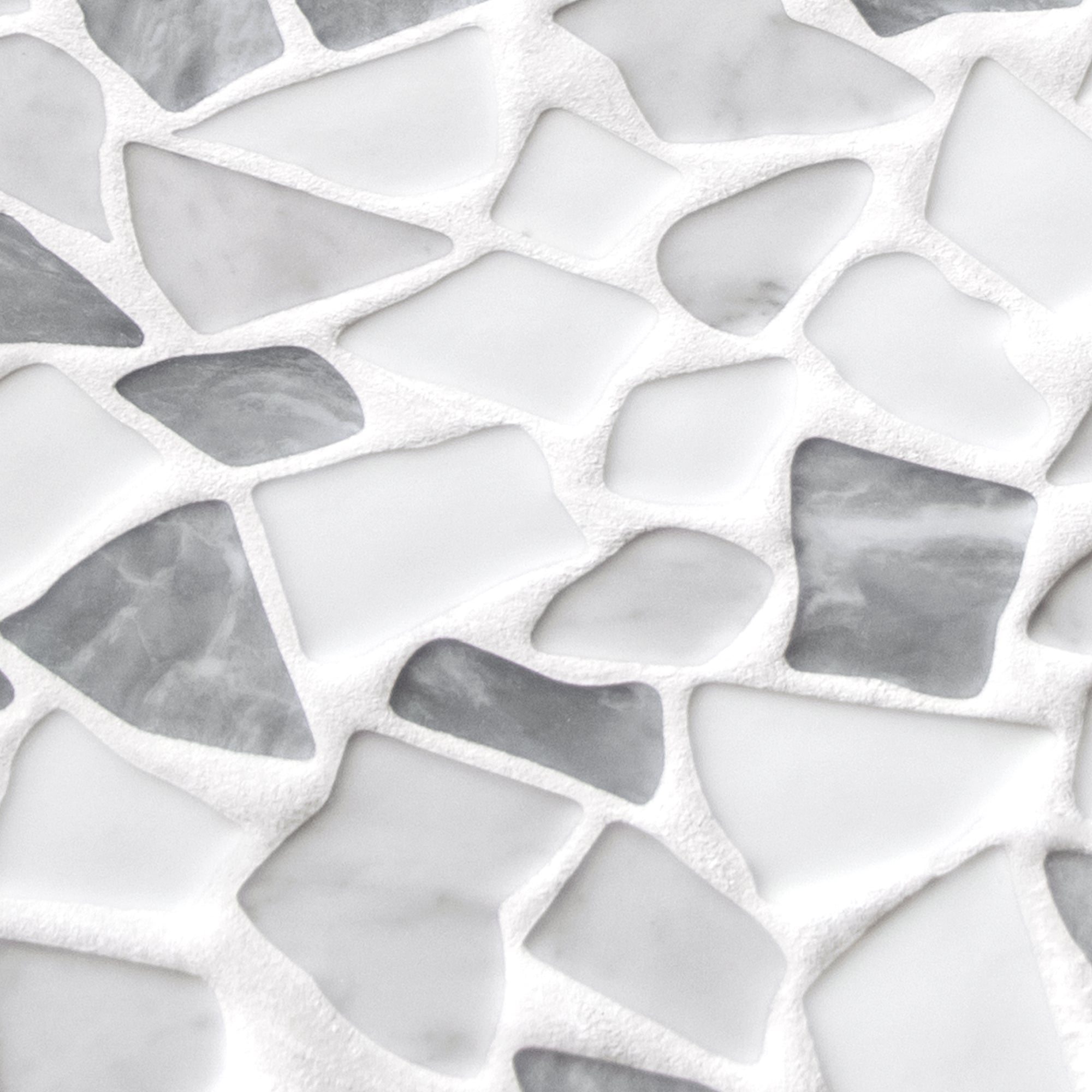Pebble Rock Gray Mix Recycled Glass Floor and Wall Mosaic Tile