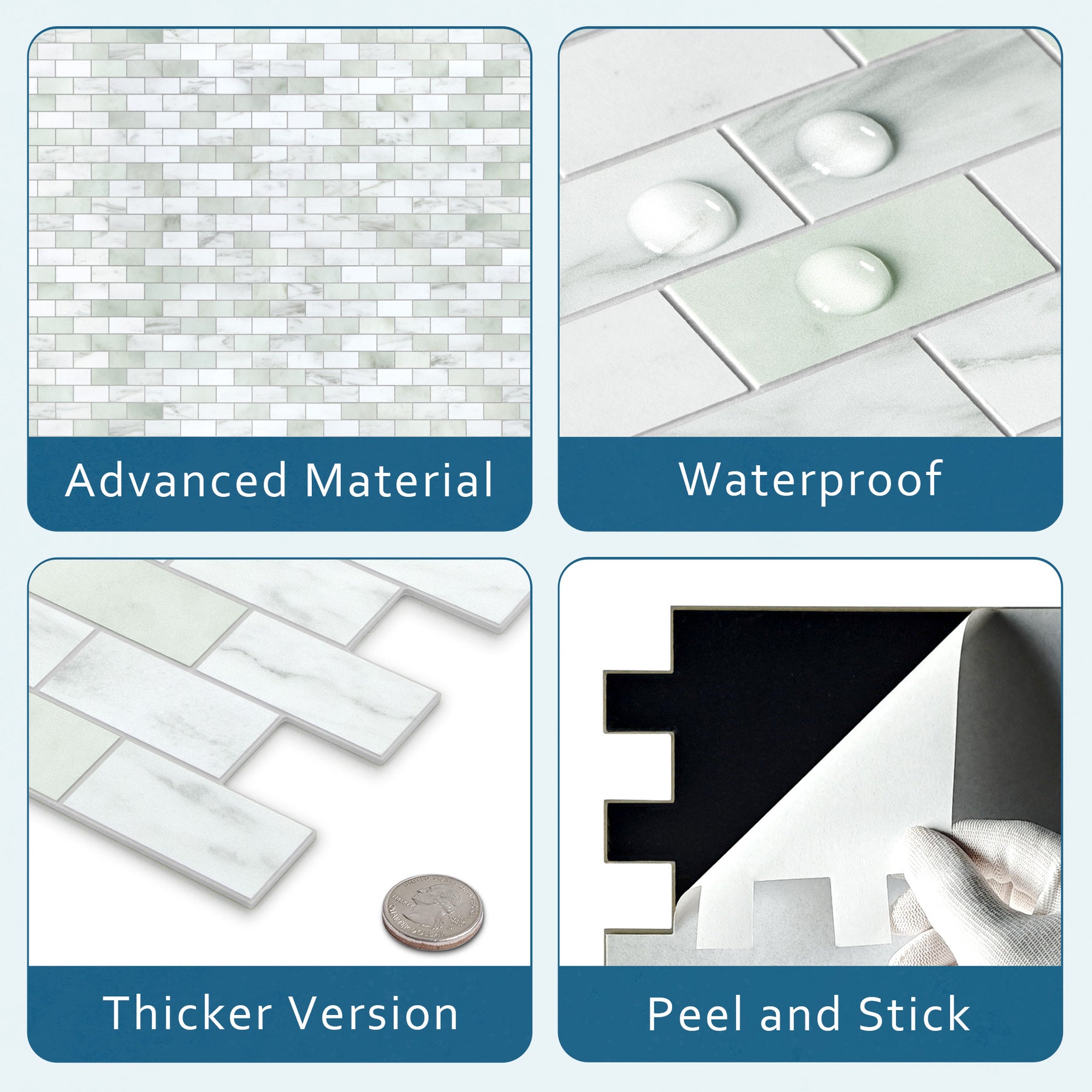 Subway Emerald Green Peel and Stick Backsplash Tile