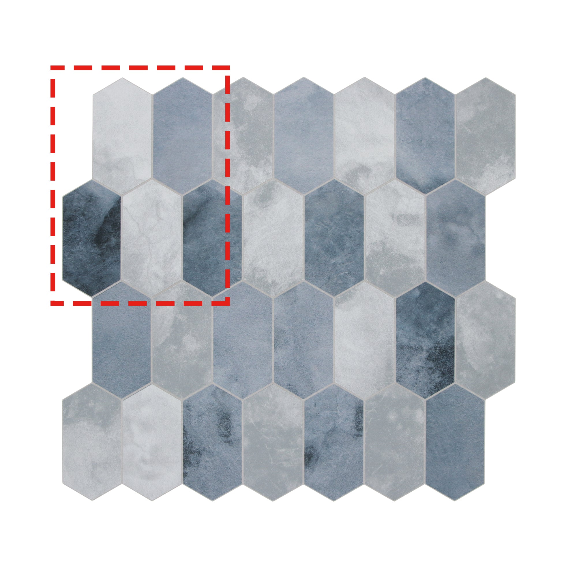 Small Picket Cement Blue Peel and Stick Tile